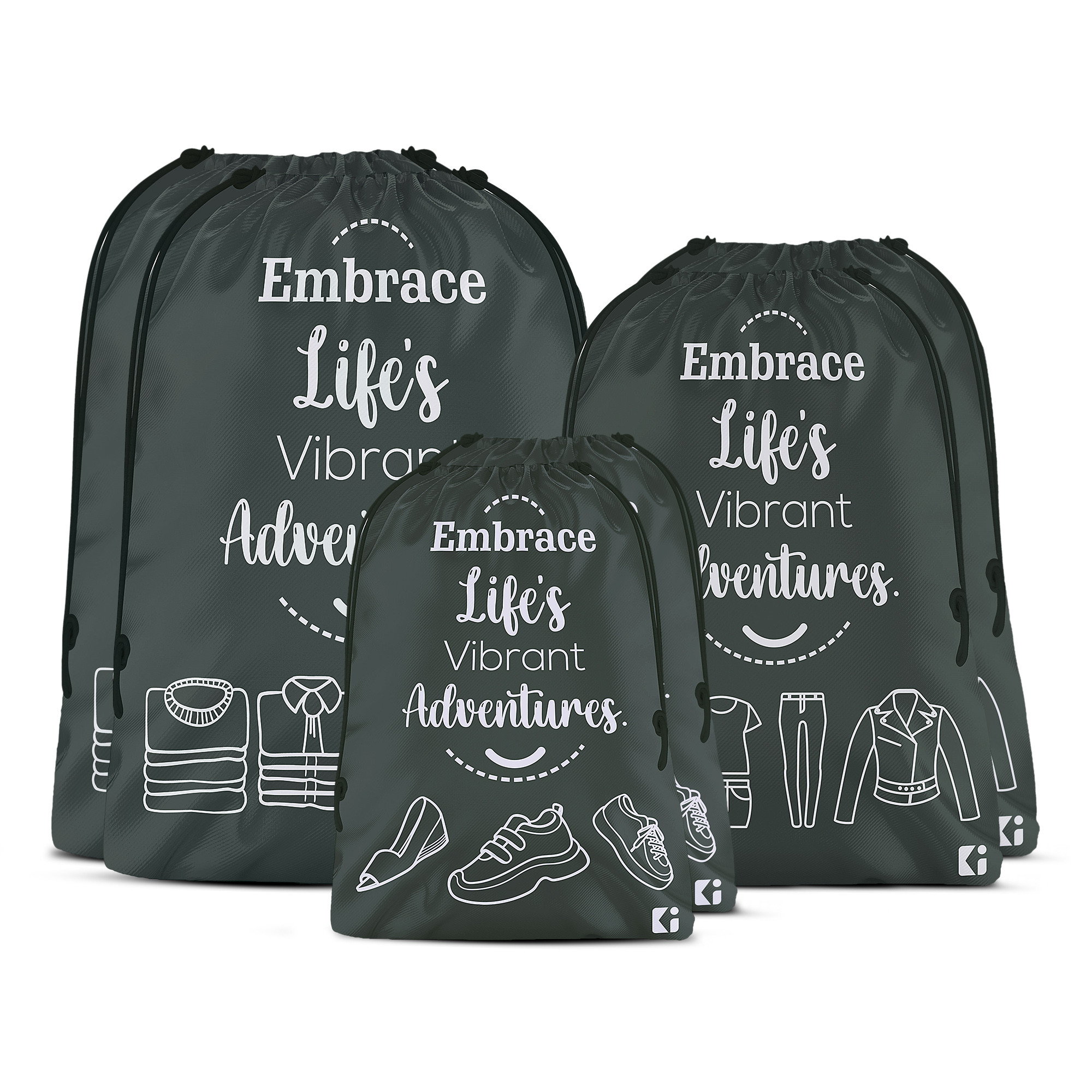 Kuber Industries Travel Organizer Combo Set | Storage Bags Set | Water-Resistant Organizer for Shoe-Garments-Laundry-Lingerie | Cloth Carrying Bag | Small-Medium-Large | Gray