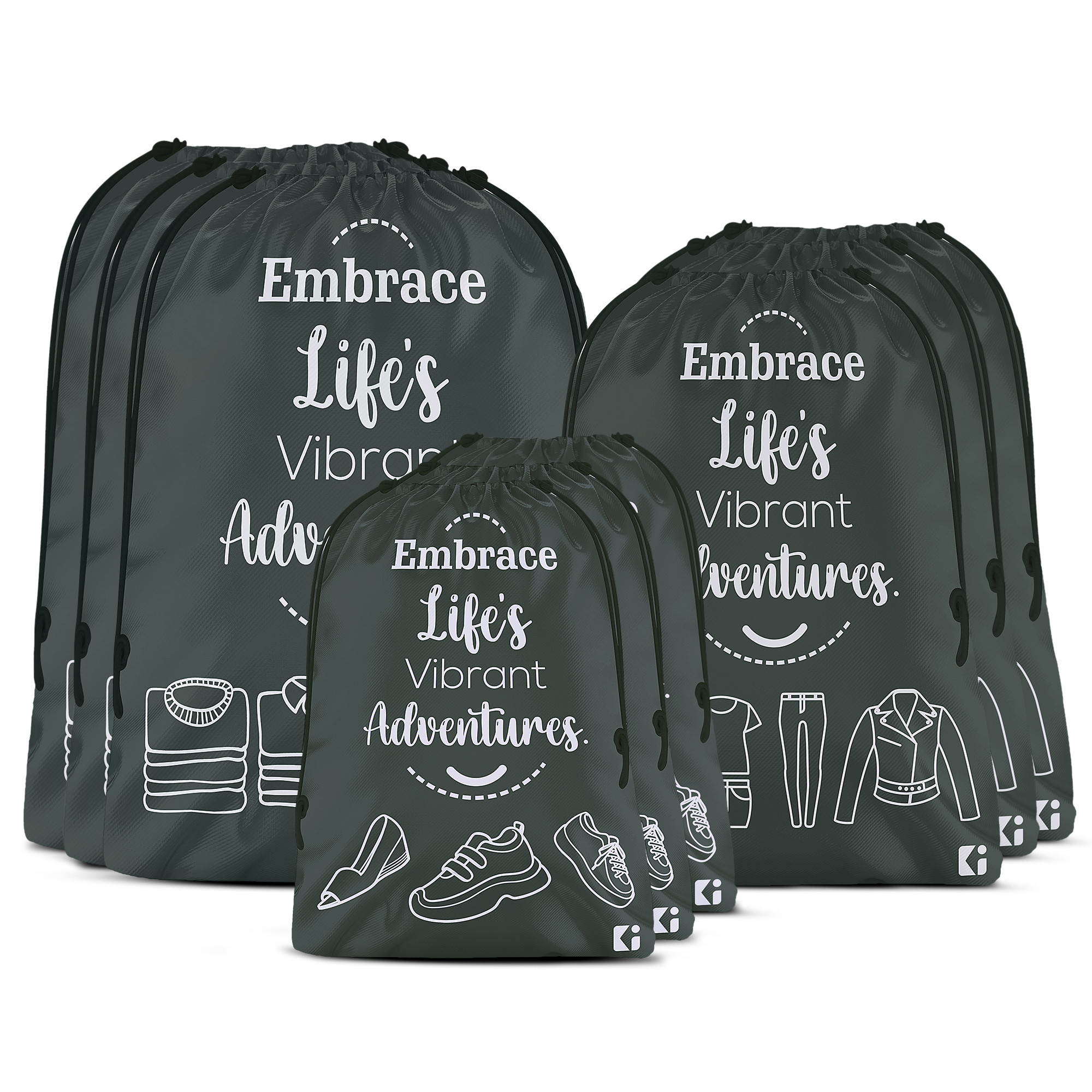 Kuber Industries Travel Organizer Combo Set | Storage Bags Set | Water-Resistant Organizer for Shoe-Garments-Laundry-Lingerie | Cloth Carrying Bag | Small-Medium-Large | Gray