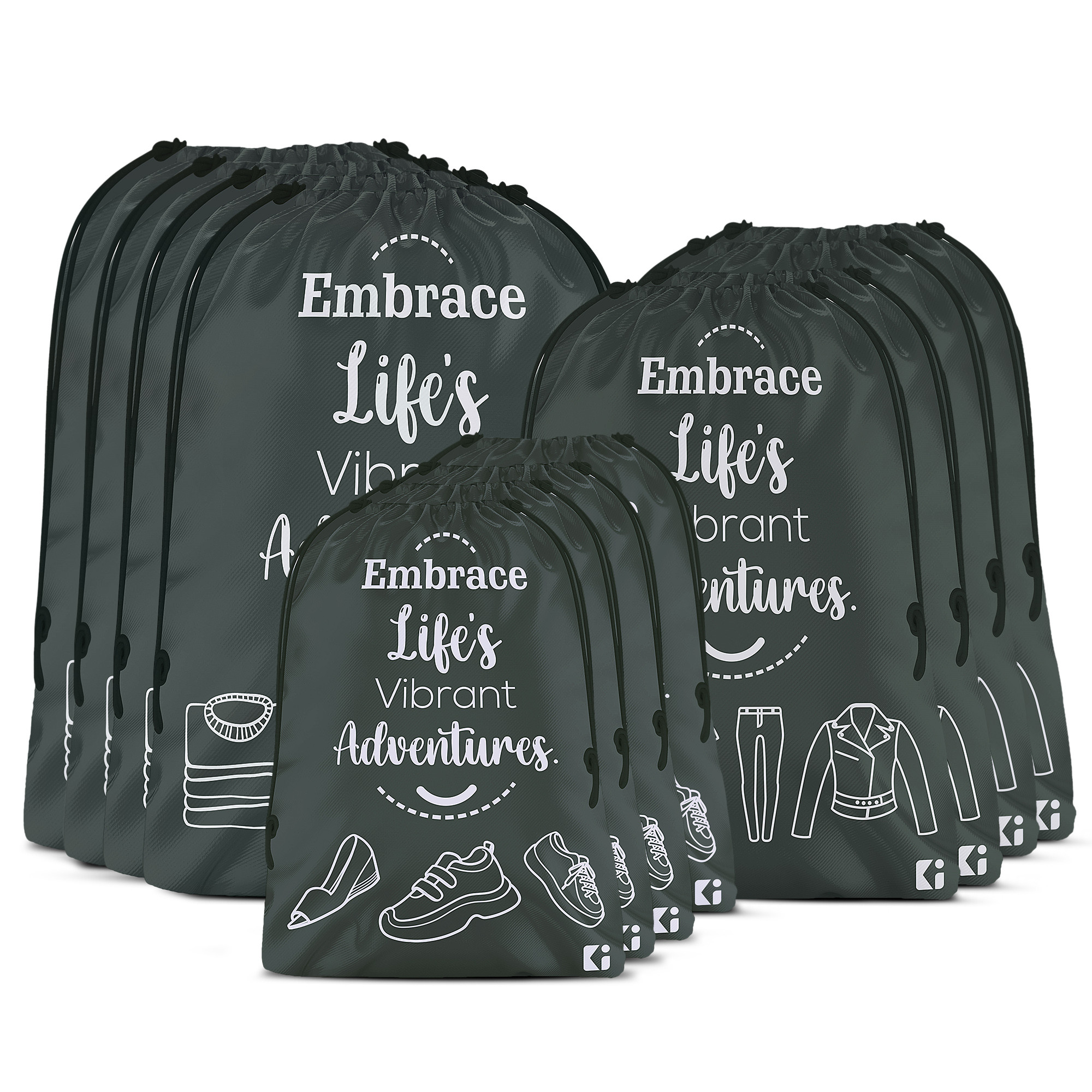 Kuber Industries Travel Organizer Combo Set | Storage Bags Set | Water-Resistant Organizer for Shoe-Garments-Laundry-Lingerie | Cloth Carrying Bag | Small-Medium-Large | Gray