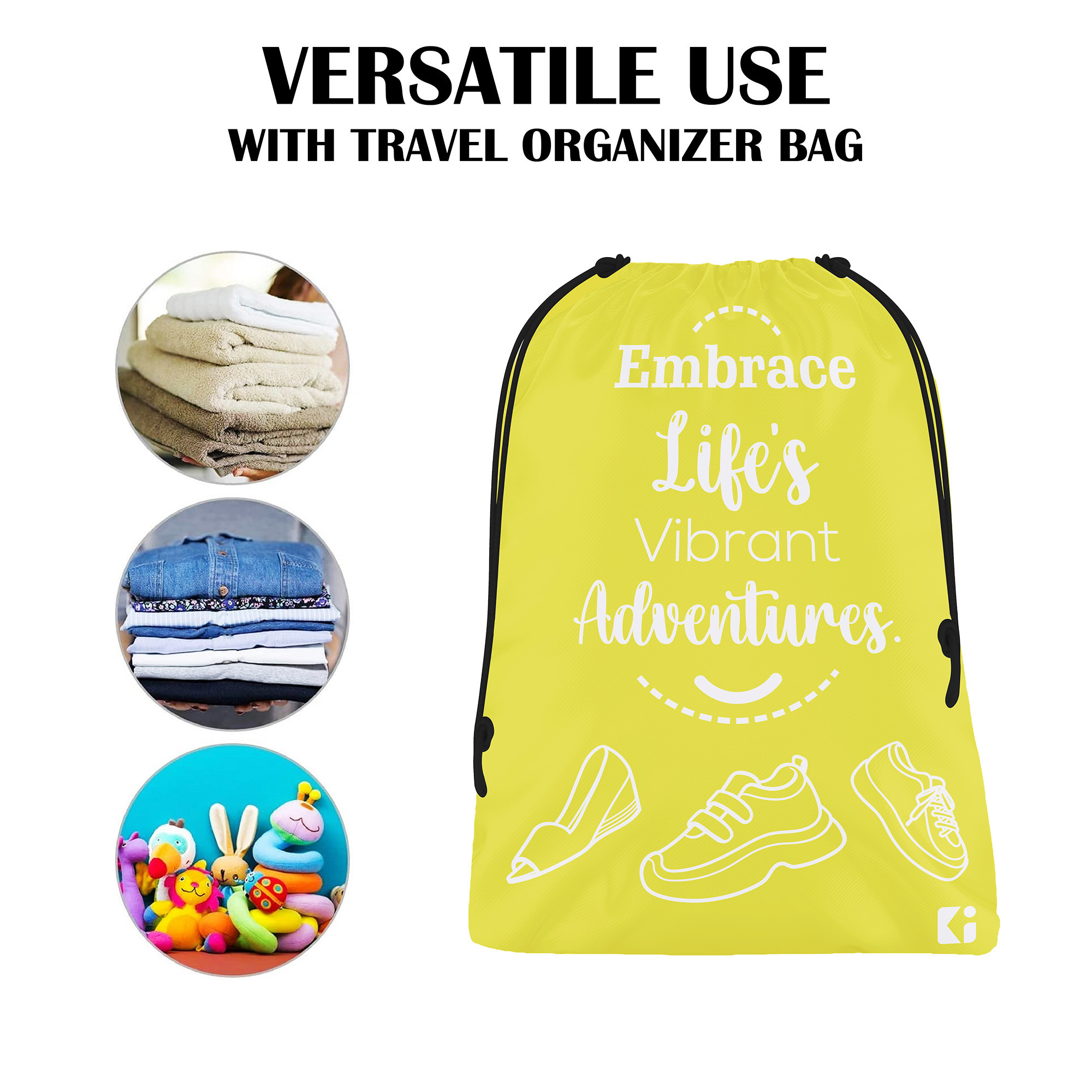 Kuber Industries Travel Packing Bags for Clothes | Travel Pouches | Packing Cubes Travel Organizer | Organizer Bags for Travel-Hiking-Adventure | Laundry-Toiletry Bag | Small | Yellow
