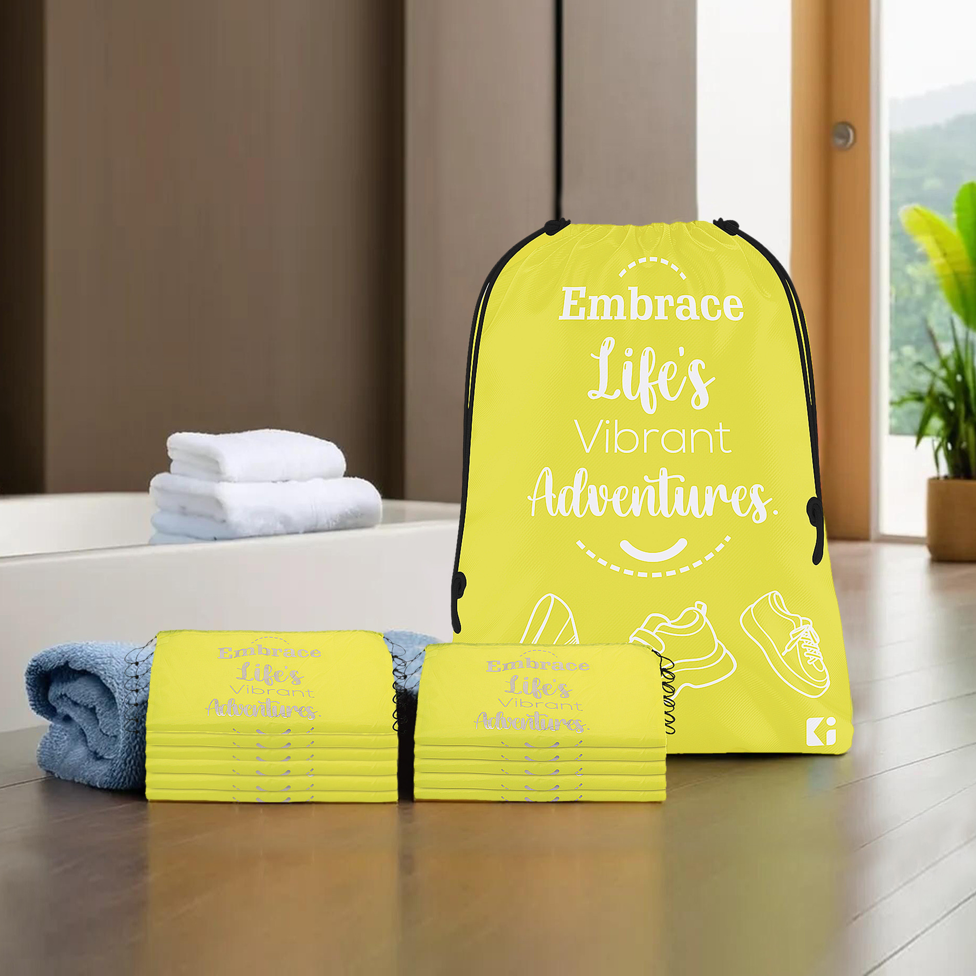 Kuber Industries Travel Packing Bags for Clothes | Travel Pouches | Packing Cubes Travel Organizer | Organizer Bags for Travel-Hiking-Adventure | Laundry-Toiletry Bag | Small | Yellow
