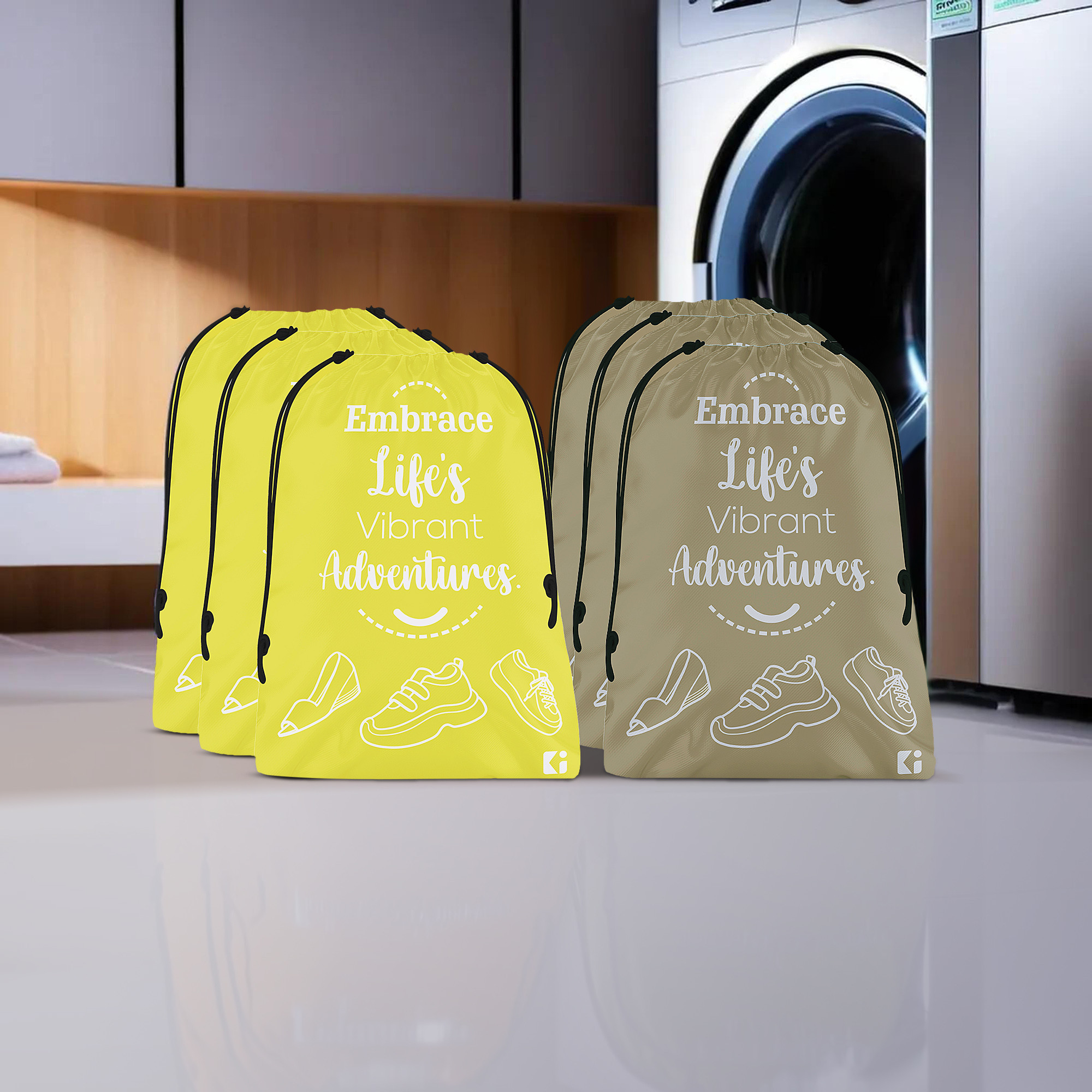 Kuber Industries Travel Packing Bags for Clothes | Travel Pouches | Packing Cubes Travel Organizer | Storage Organizer for Travel-Hiking-Adventure | Laundry Bag | Small | Yellow & Brown
