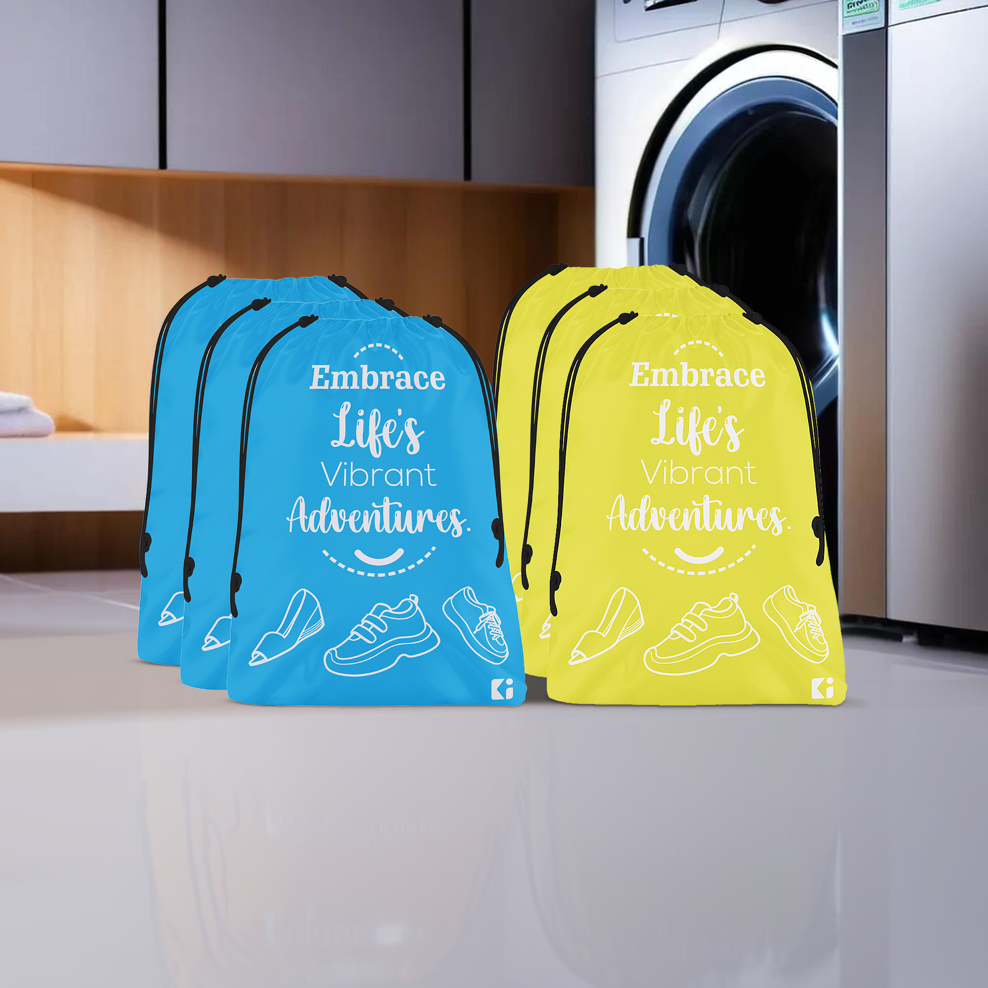 Kuber Industries Travel Packing Bags for Clothes | Travel Pouches | Packing Cubes Travel Organizer | Storage Organizer for Travel-Hiking-Adventure | Laundry Bag | Small | Yellow & Sky Blue
