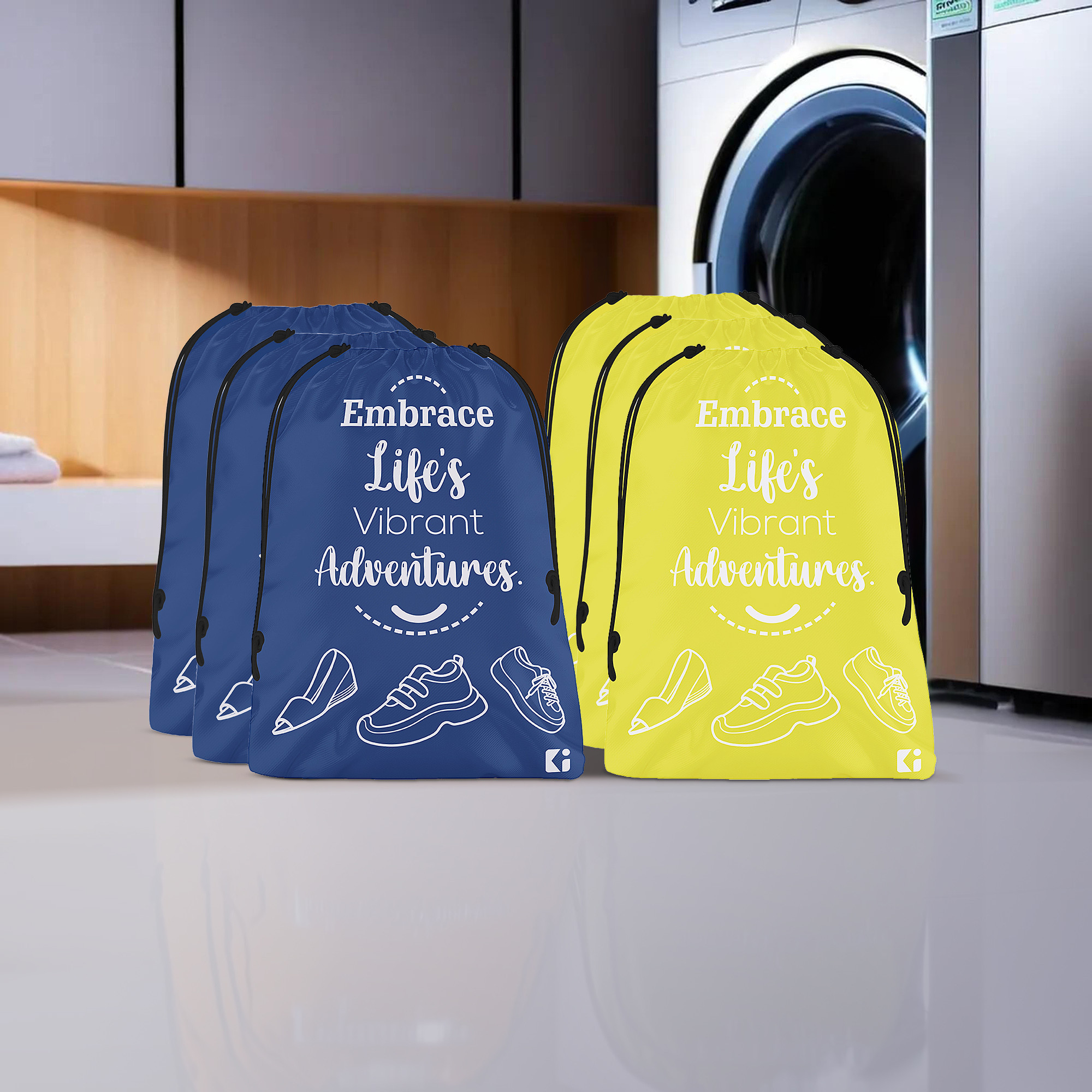 Kuber Industries Travel Packing Bags for Clothes | Travel Pouches | Packing Cubes Travel Organizer | Storage Organizer for Travel-Hiking-Adventure | Laundry Bag | Small | Yellow & Royal Blue