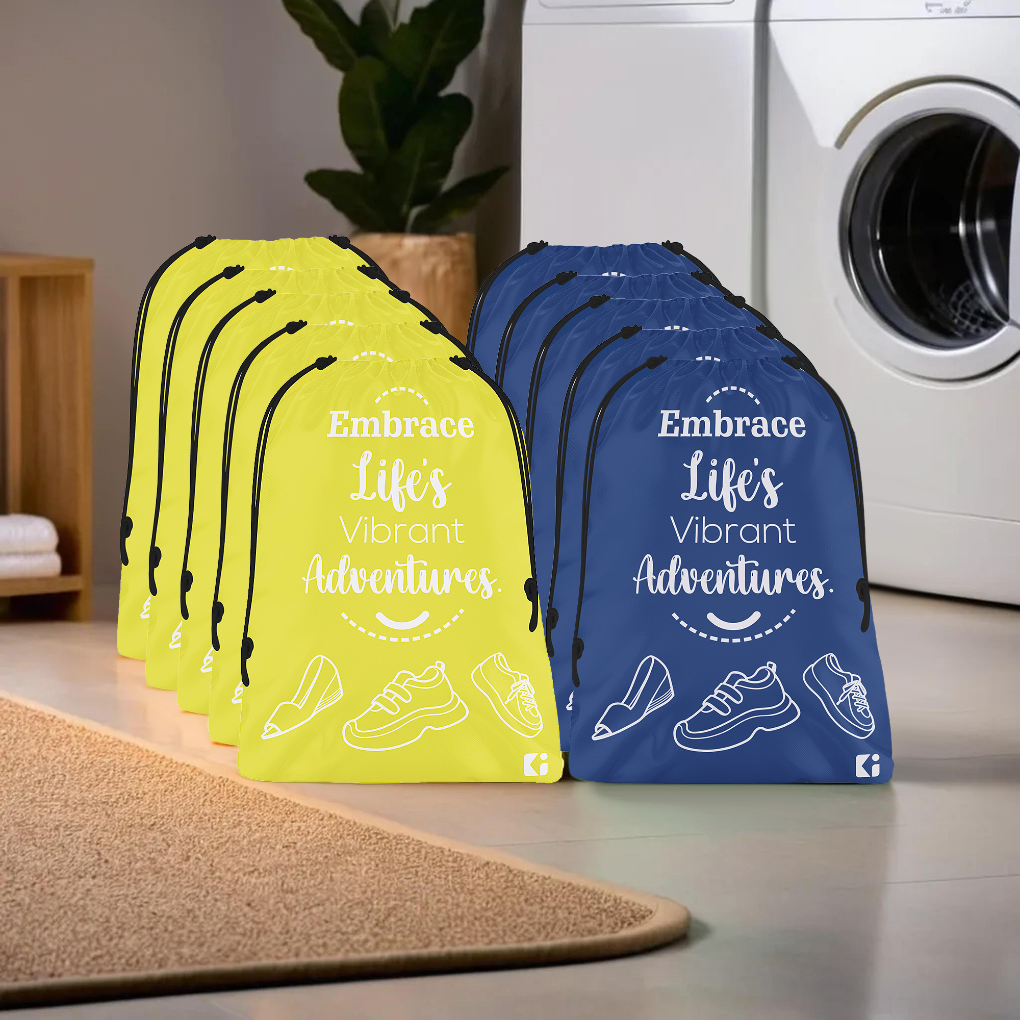 Kuber Industries Travel Packing Bags for Clothes | Travel Pouches | Packing Cubes Travel Organizer | Storage Organizer for Travel-Hiking-Adventure | Laundry Bag | Small | Yellow & Royal Blue