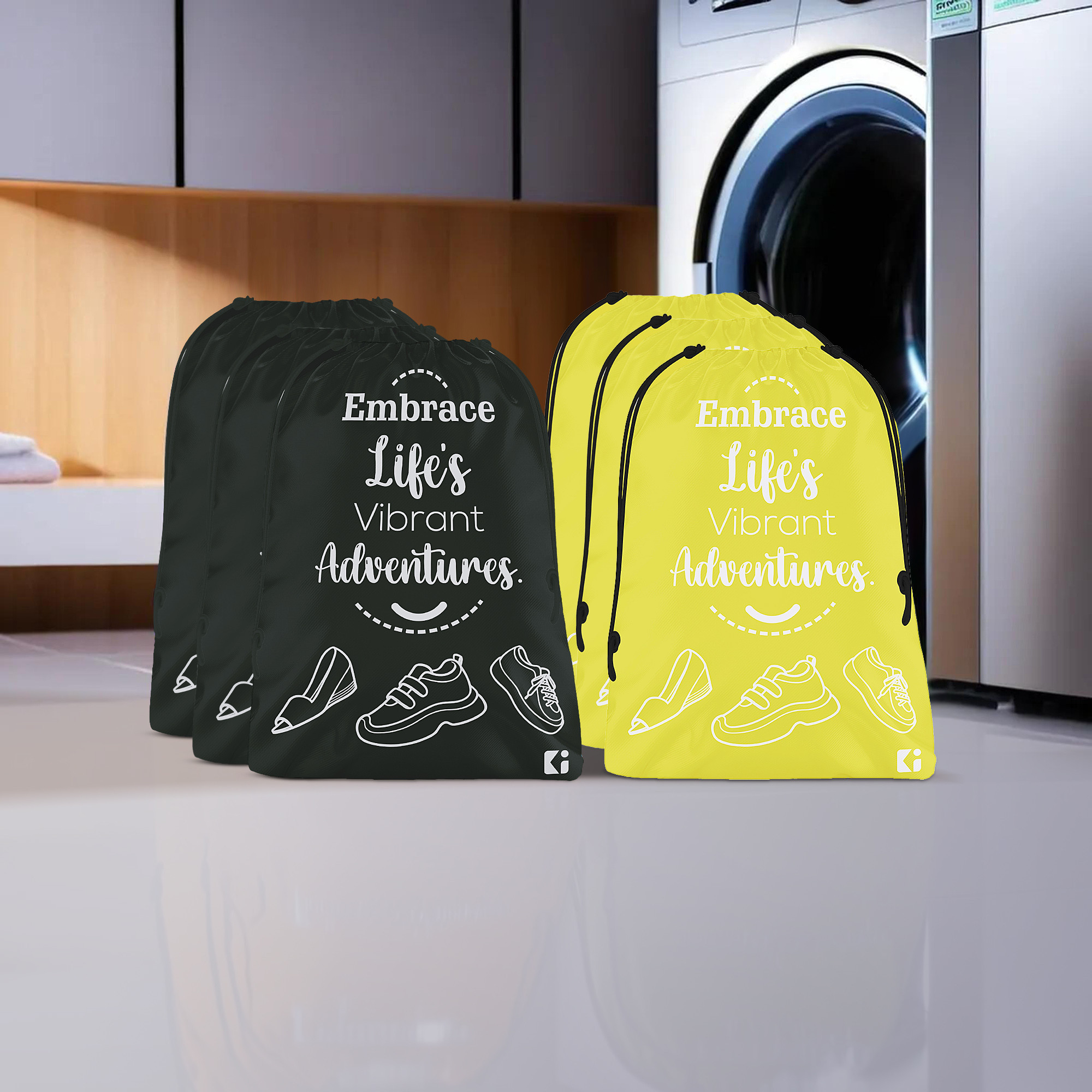 Kuber Industries Travel Packing Bags for Clothes | Travel Pouches | Packing Cubes Travel Organizer | Storage Organizer for Travel-Hiking-Adventure | Laundry Bag | Small | Yellow & Black