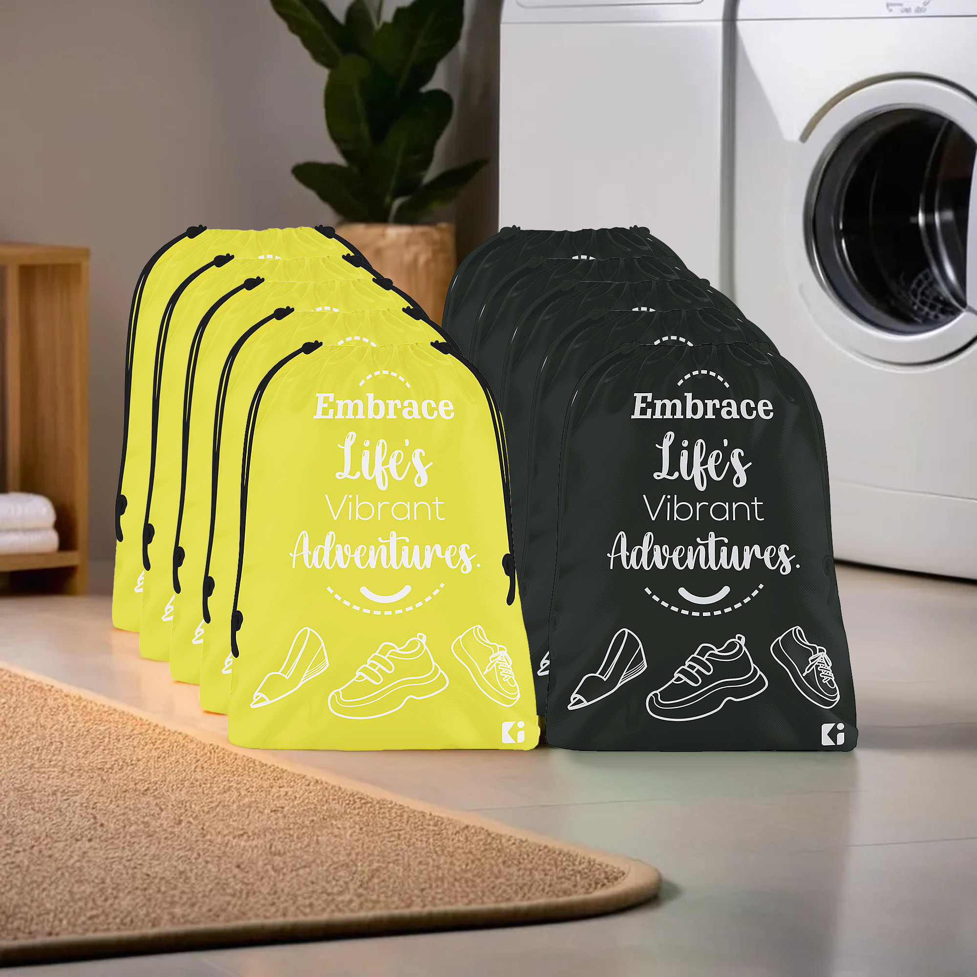 Kuber Industries Travel Packing Bags for Clothes | Travel Pouches | Packing Cubes Travel Organizer | Storage Organizer for Travel-Hiking-Adventure | Laundry Bag | Small | Yellow & Black