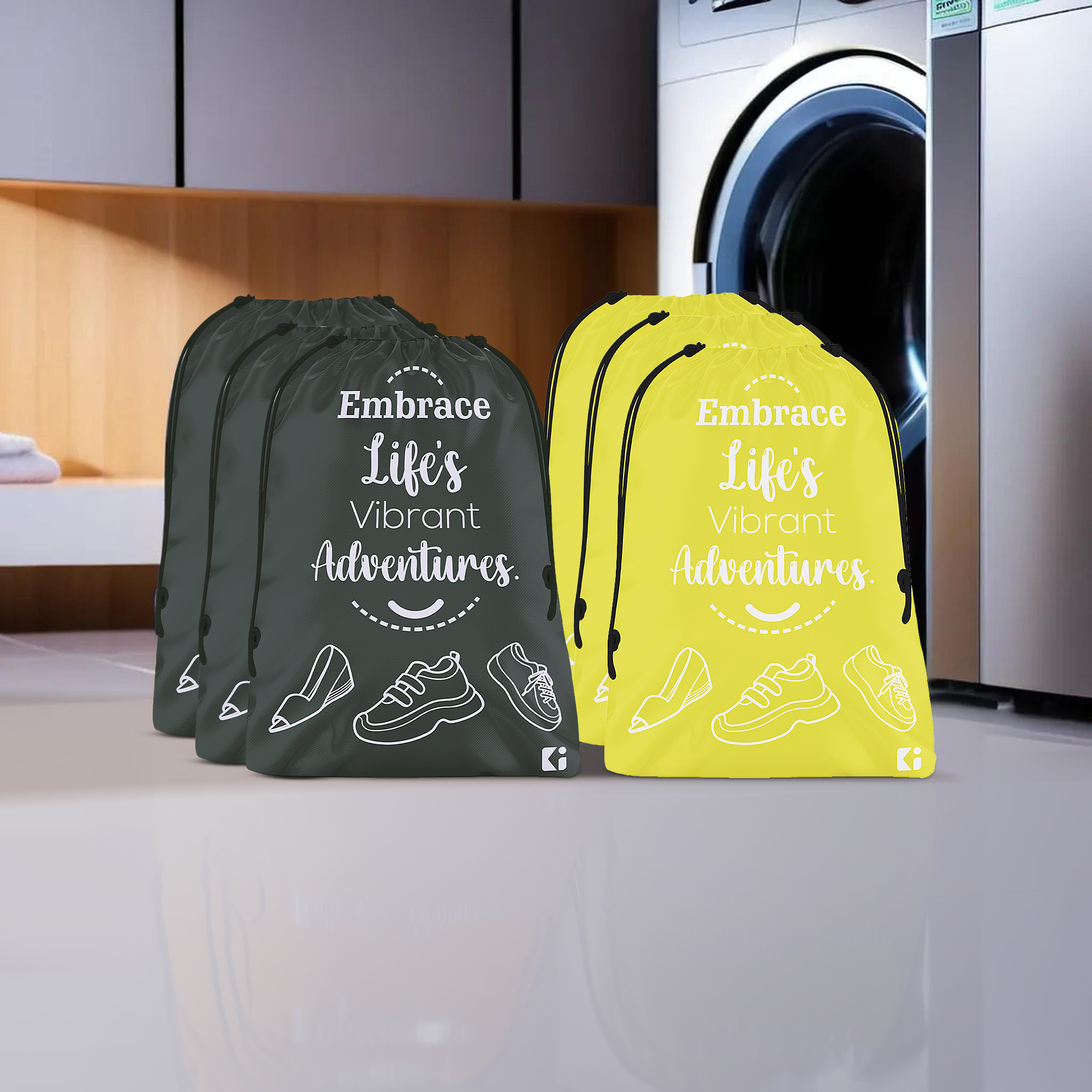 Kuber Industries Travel Packing Bags for Clothes | Travel Pouches | Packing Cubes Travel Organizer | Storage Organizer for Travel-Hiking-Adventure | Laundry Bag | Small | Yellow & Gray