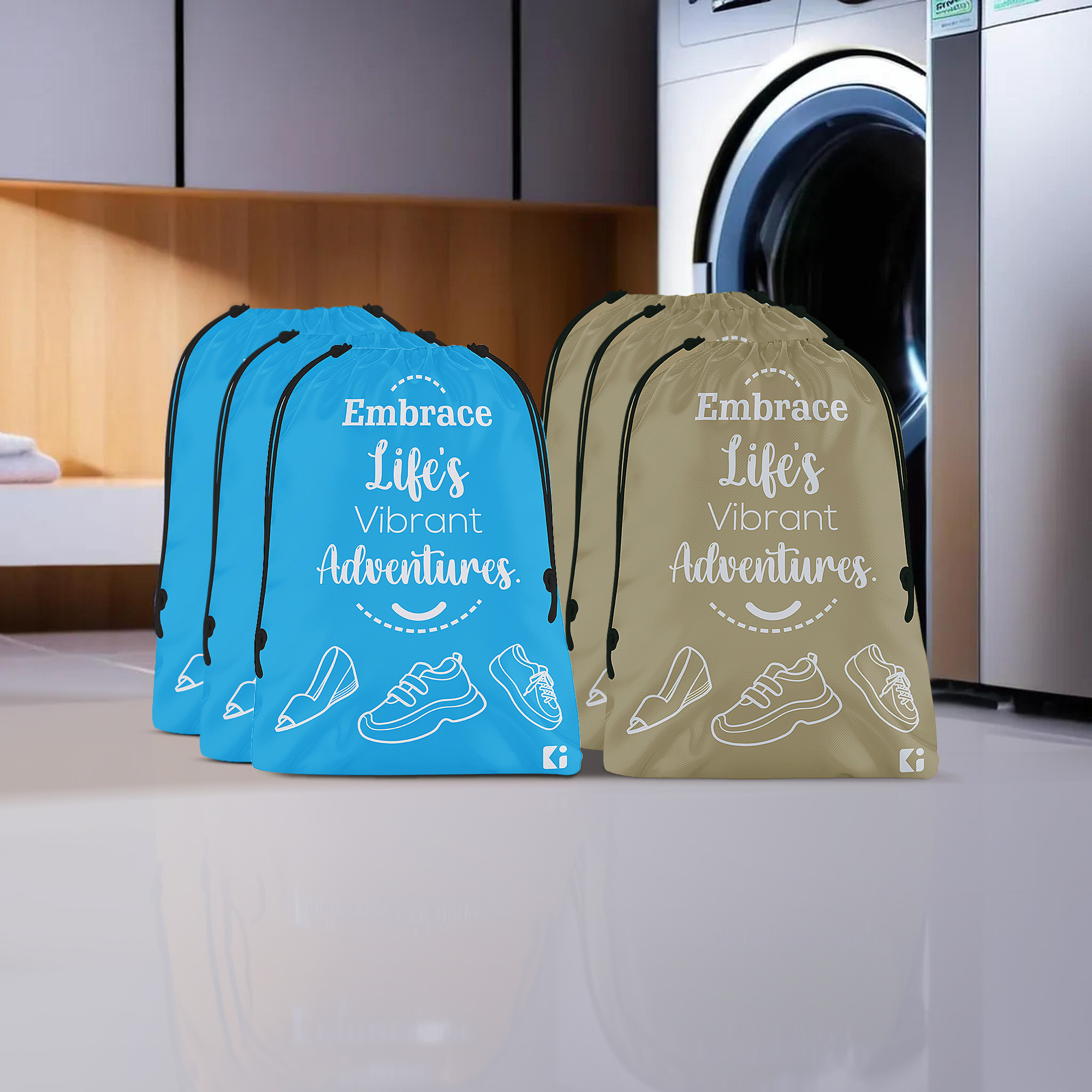 Kuber Industries Travel Packing Bags for Clothes | Travel Pouches | Packing Cubes Travel Organizer | Storage Organizer for Travel-Hiking-Adventure | Laundry Bag | Small | Brown & Sky Blue