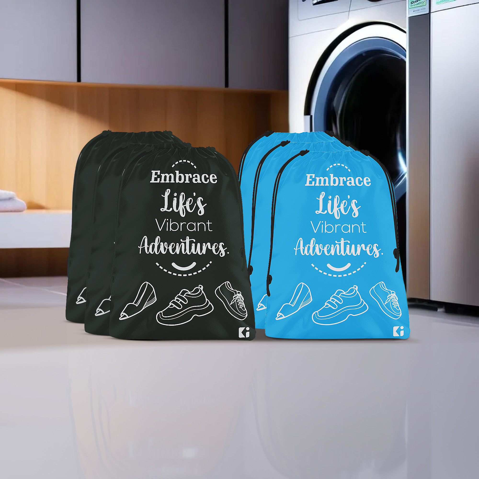 Kuber Industries Travel Packing Bags for Clothes | Travel Pouches | Packing Cubes Travel Organizer | Storage Organizer for Travel-Hiking-Adventure | Laundry Bag | Small | Sky Blue & Black