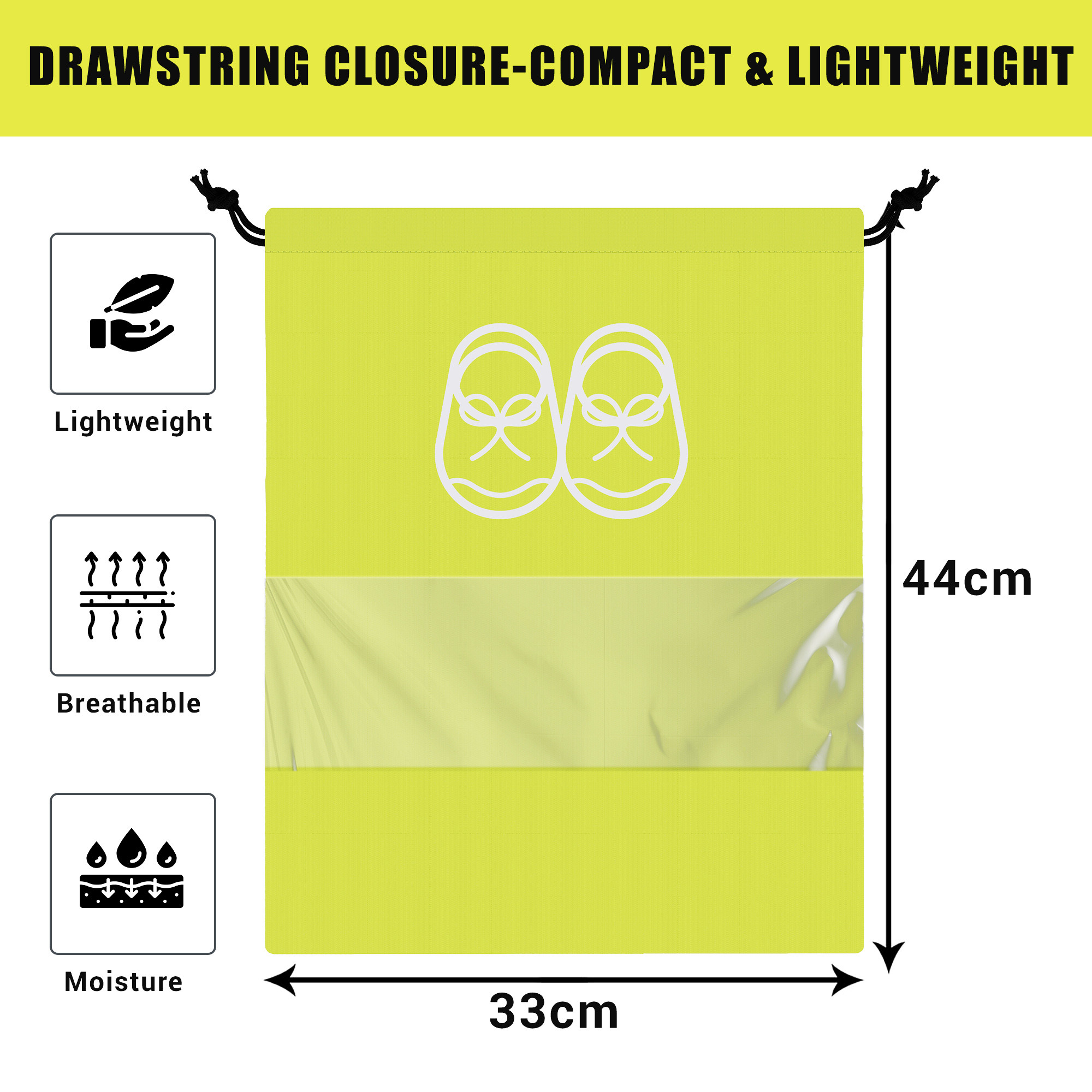 Kuber Industries Travel Shoe Organizer | Storage Bags | Travel Carrying Bag | Storage Organizers Set | Shoe Cover with Transparent Window | Shoe Dori Cover | Yellow & Gray
