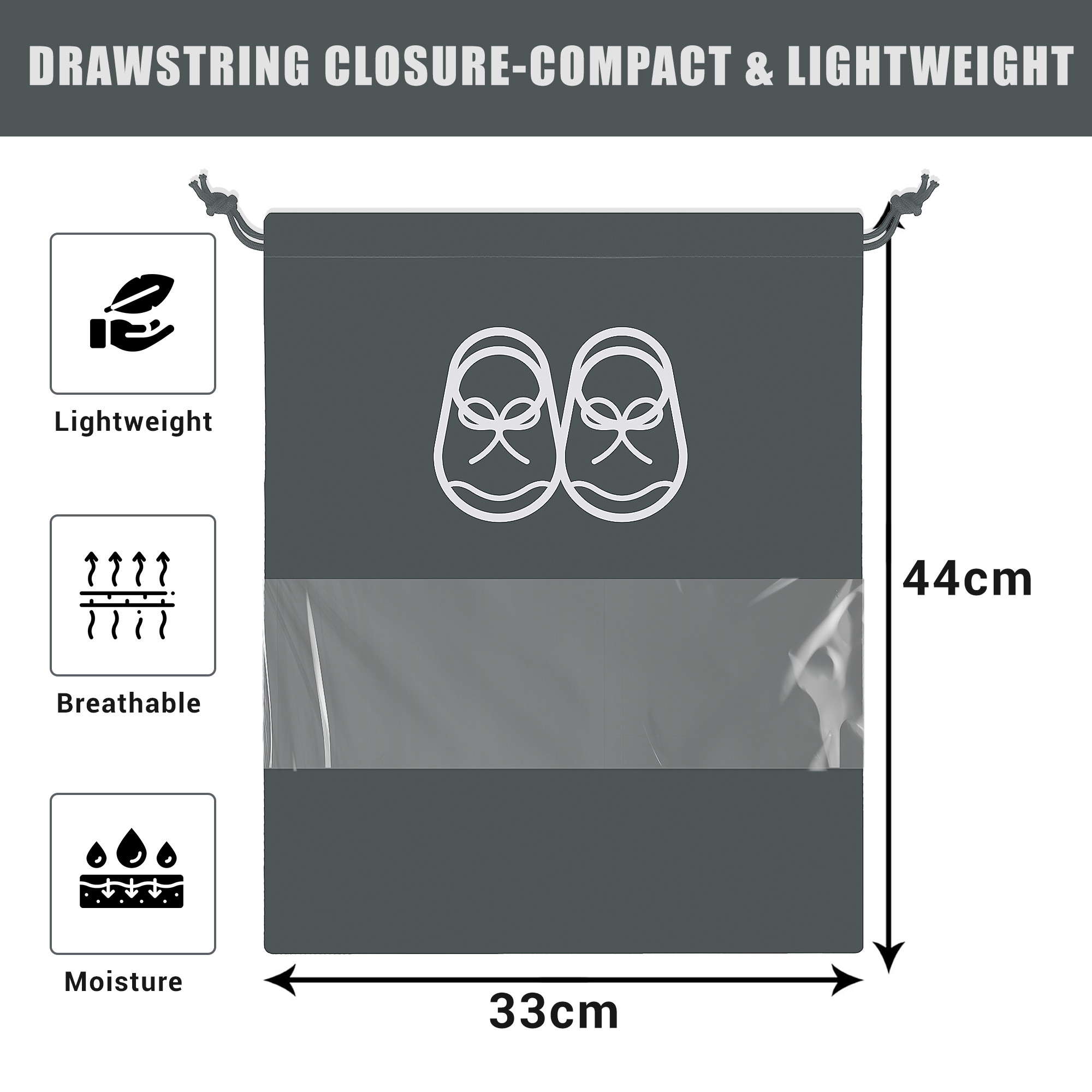 Kuber Industries Travel Shoe Organizer | Storage Bags | Travel Carrying Bag | Storage Organizers Set | Shoe Cover with Transparent Window | Shoe Dori Cover | Brown & Gray