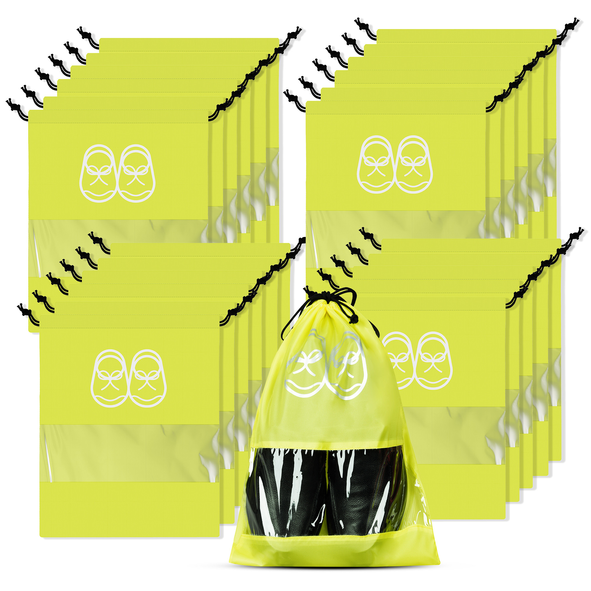 Kuber Industries Travel Shoe Organizer | Storage Bags for Travel | Travel Shoe Carrying Bag | Storage Organizers Set | Shoe Cover with Transparent Window | Shoe Dori Cover | Yellow