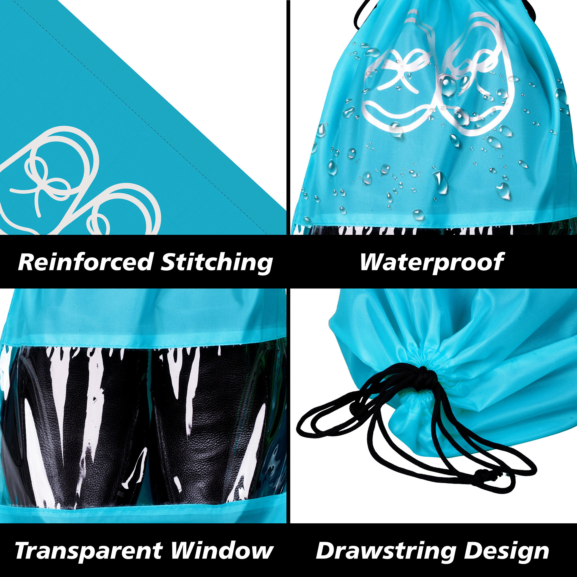 Kuber Industries Travel Shoe Organizer | Storage Bags for Travel | Travel Shoe Carrying Bag | Storage Organizers Set | Shoe Cover with Transparent Window | Shoe Dori Cover | Sky Blue