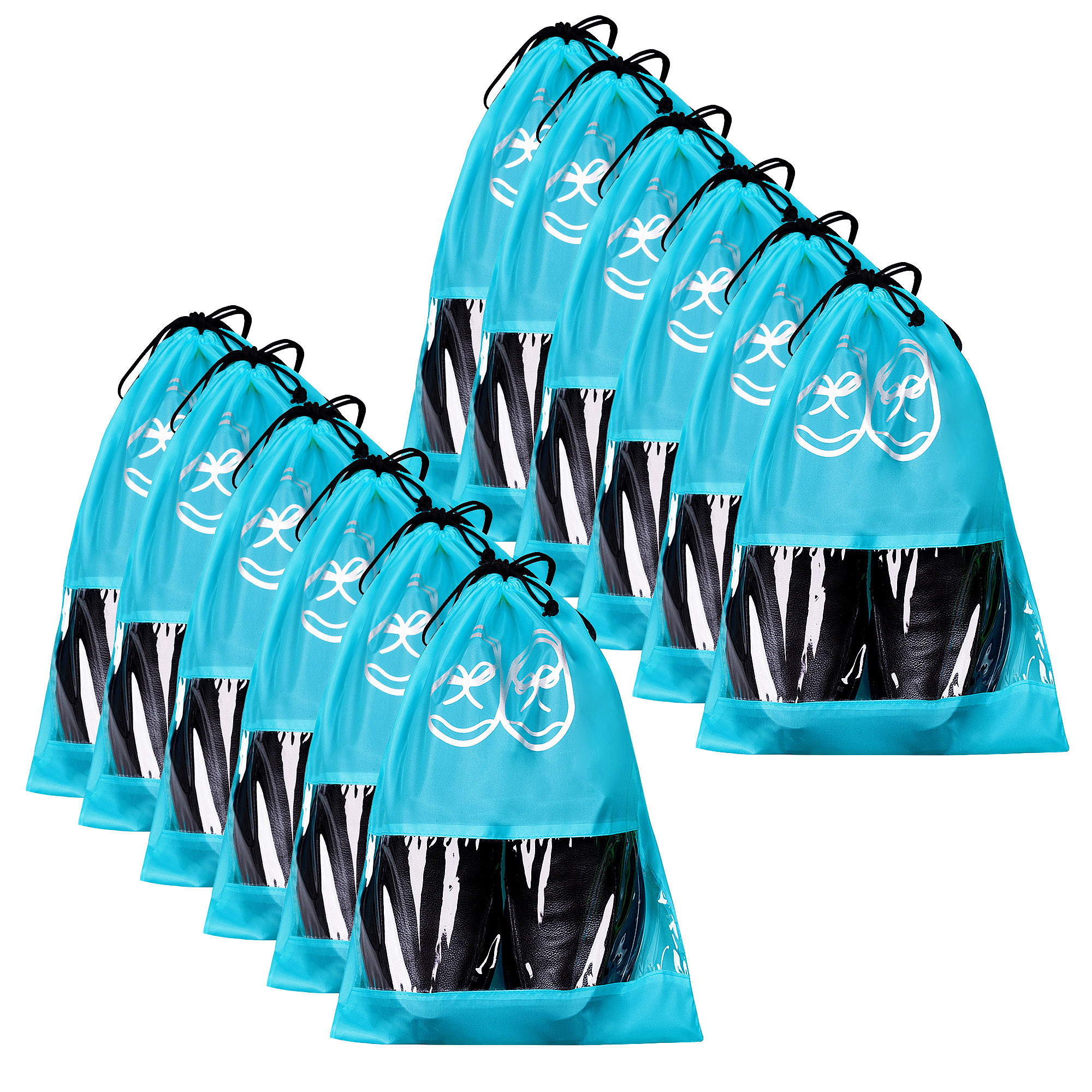 Kuber Industries Travel Shoe Organizer | Storage Bags for Travel | Travel Shoe Carrying Bag | Storage Organizers Set | Shoe Cover with Transparent Window | Shoe Dori Cover | Sky Blue