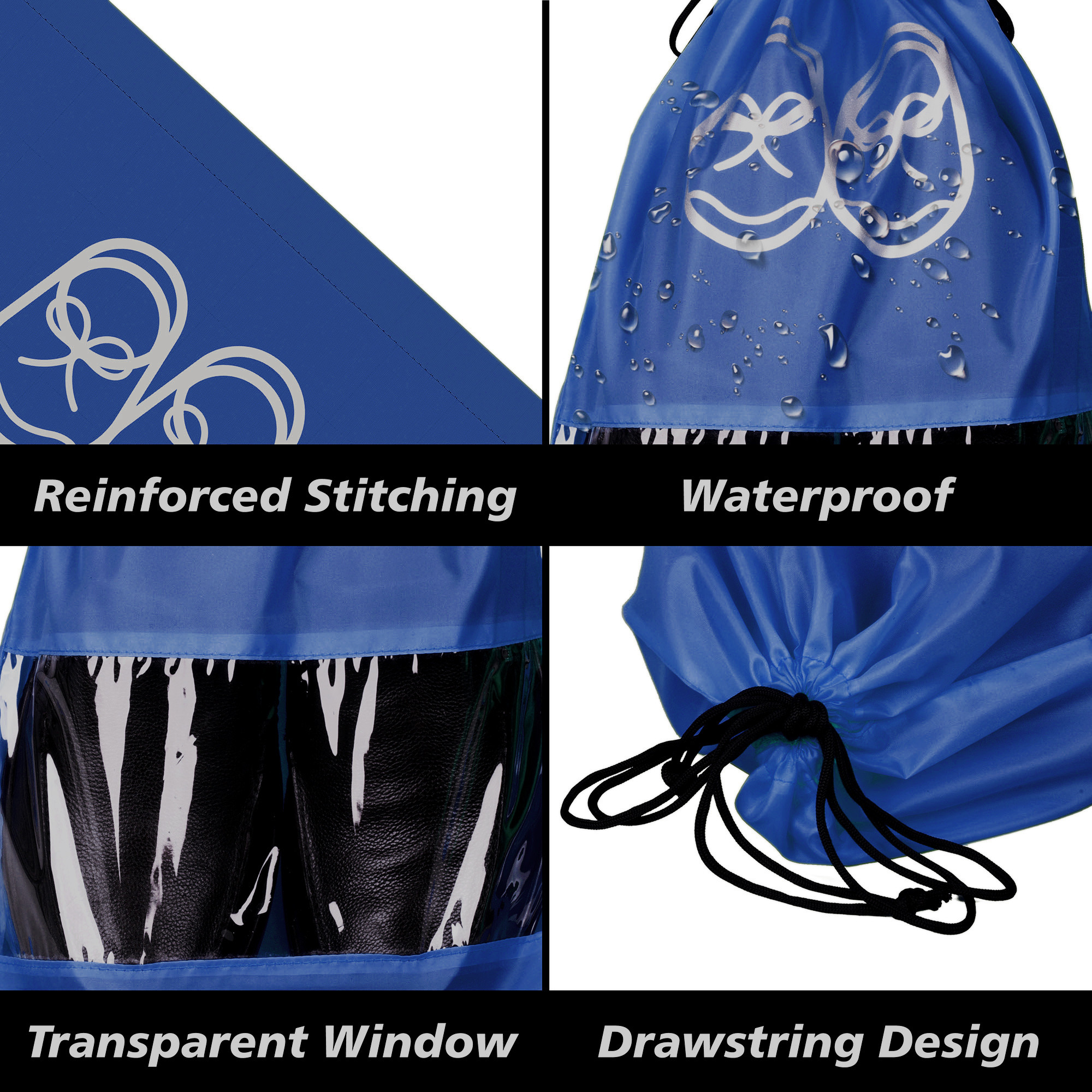 Kuber Industries Travel Shoe Organizer | Storage Bags for Travel | Travel Shoe Carrying Bag | Storage Organizers | Shoe Cover with Transparent Window | Shoe Dori Cover | Royal Blue