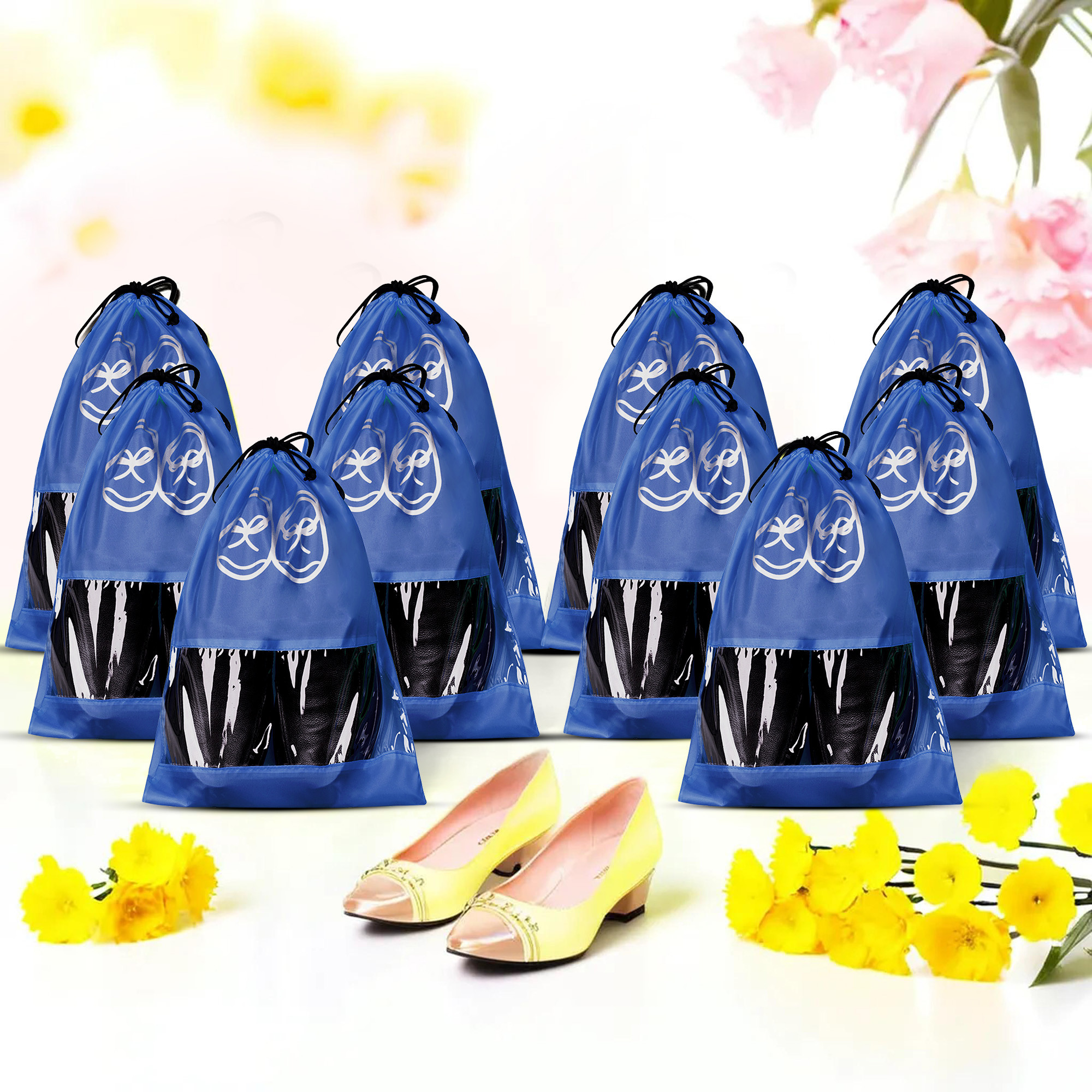 Kuber Industries Travel Shoe Organizer | Storage Bags for Travel | Travel Shoe Carrying Bag | Storage Organizers | Shoe Cover with Transparent Window | Shoe Dori Cover | Royal Blue