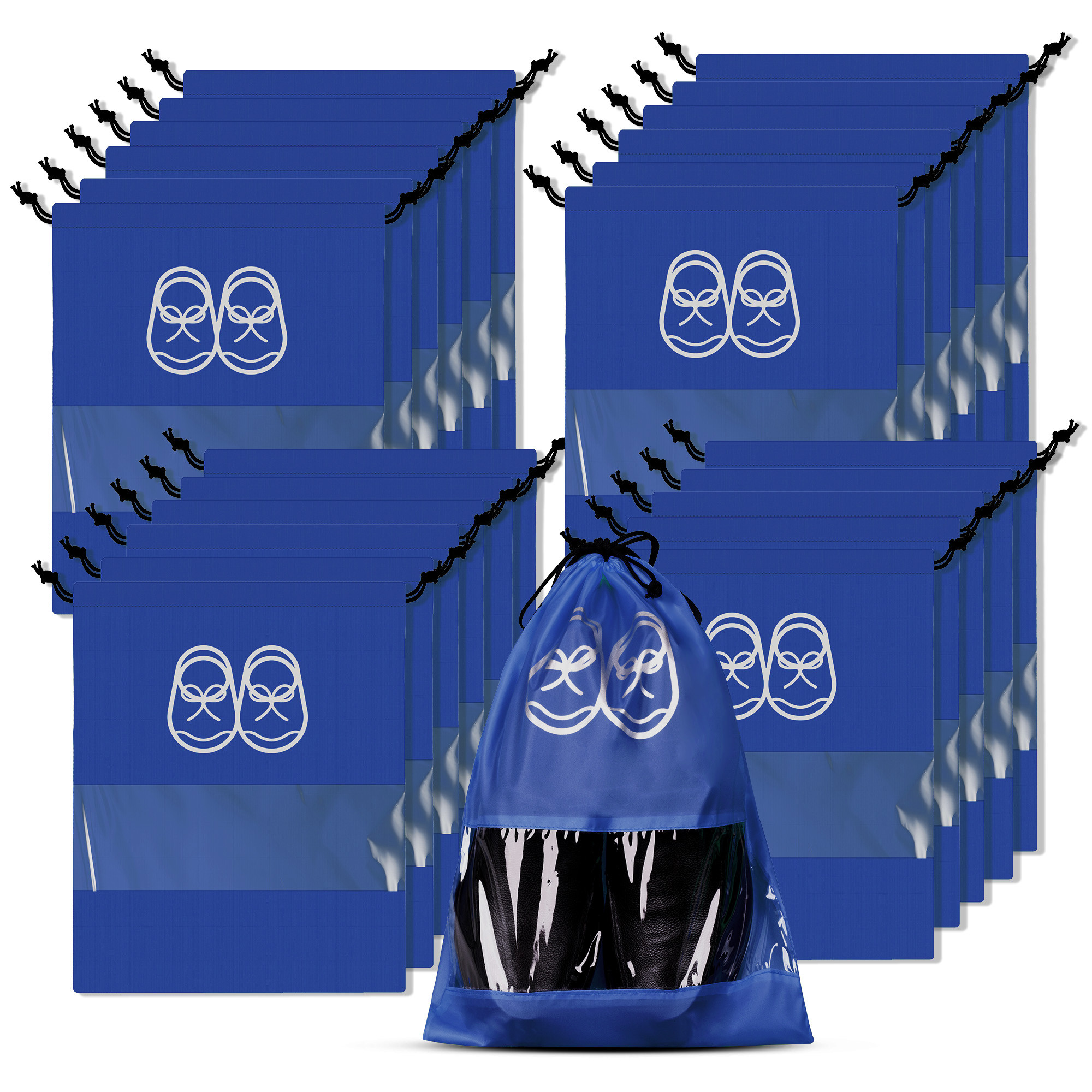 Kuber Industries Travel Shoe Organizer | Storage Bags for Travel | Travel Shoe Carrying Bag | Storage Organizers | Shoe Cover with Transparent Window | Shoe Dori Cover | Royal Blue