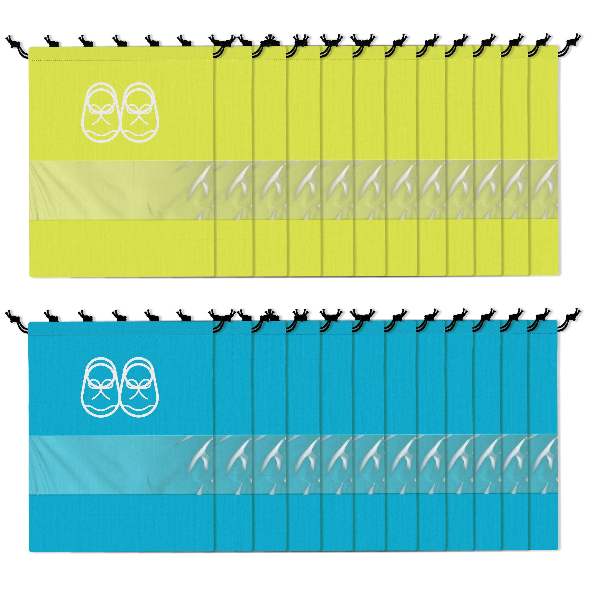 Kuber Industries Travel Shoe Organizer | Travel Storage Bags | Travel Carrying Bag | Storage Organizers Set | Shoe Cover with Transparent Window | Shoe Dori Cover | Yellow & Sky Blue