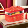 Travel Storage Organizer | Dual Layer Cosmetic Bag with Handle | Visible Window Jewellery Kit | Toiletries Storage Bag | Travel Makeup Pouch | Tikli-Design | Red