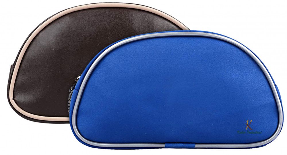 Kuber Industries Travel Toiletry Bag Shaving Dopp Kit for Men-Pack of 2 (Brown &amp; Blue)
