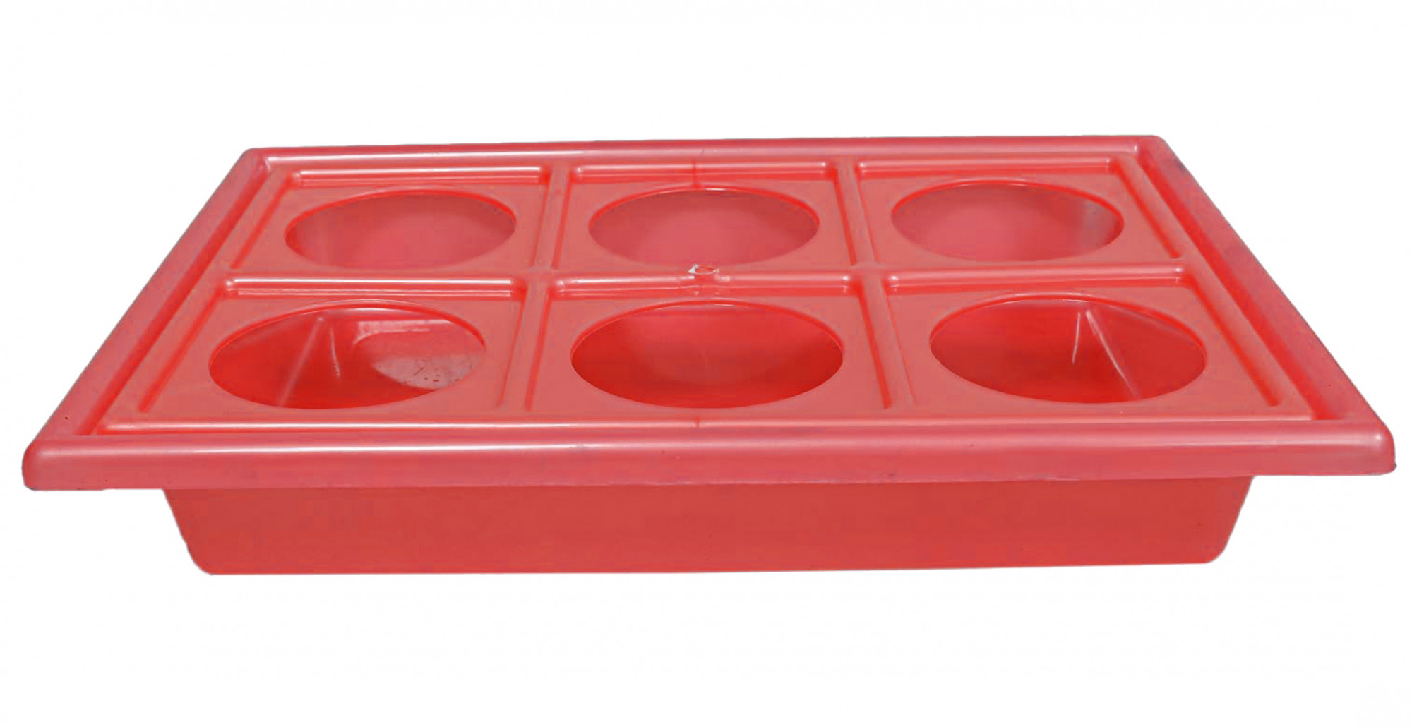 Kuber Industries Tray with Cutout Handles, Cup Display for Kitchenware, Plastic Glass Holder, One Size, 6 Slots (Pink)