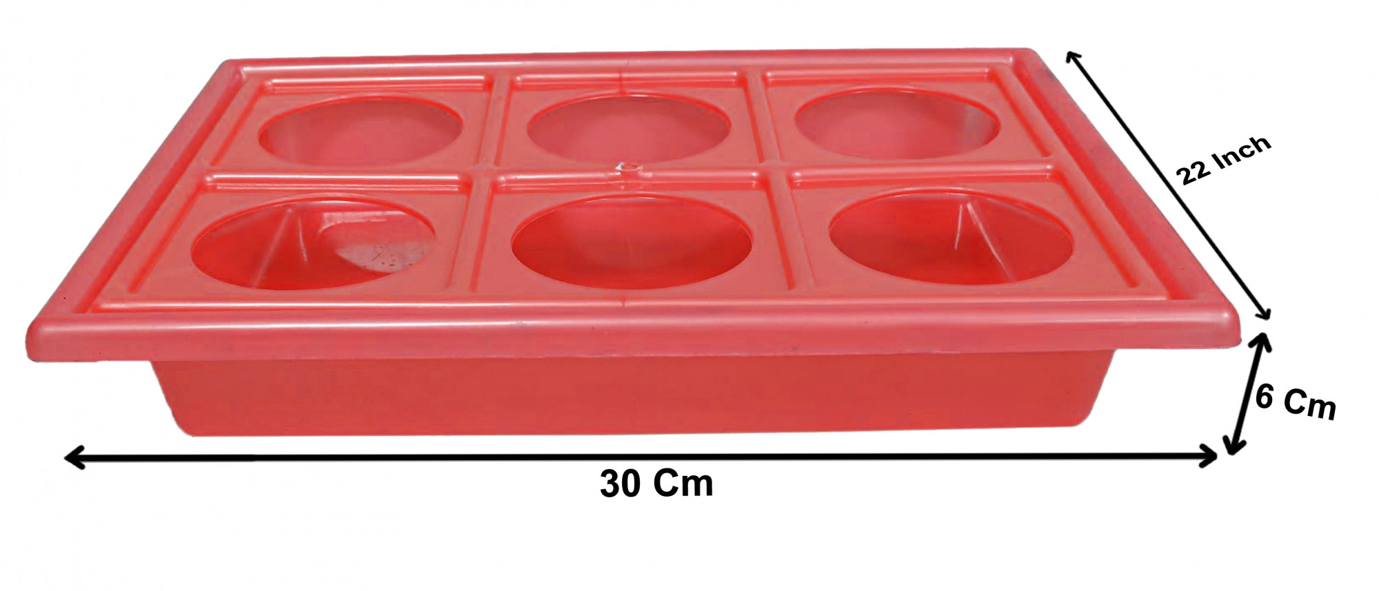 Kuber Industries Tray with Cutout Handles, Cup Display for Kitchenware, Plastic Glass Holder, One Size, 6 Slots (Pink)