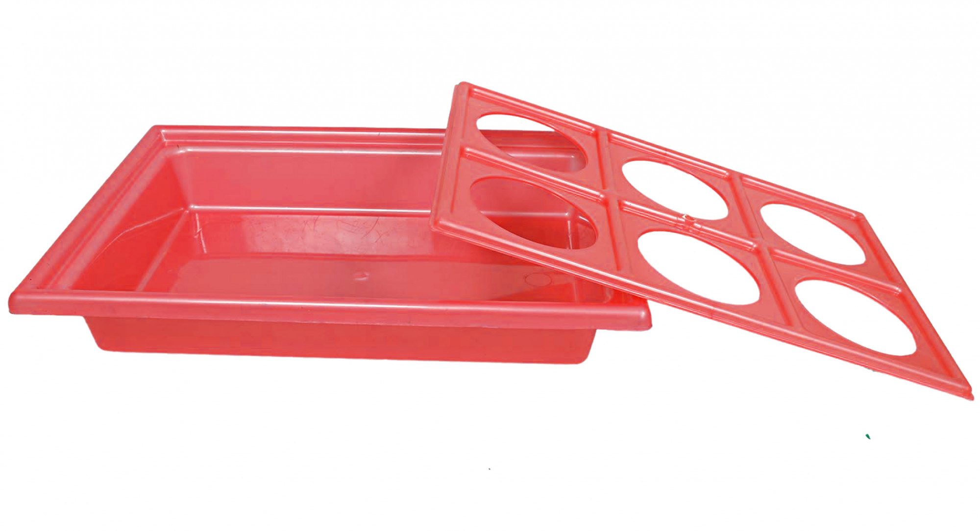 Kuber Industries Tray with Cutout Handles, Cup Display for Kitchenware, Plastic Glass Holder, One Size, 6 Slots (Pink)