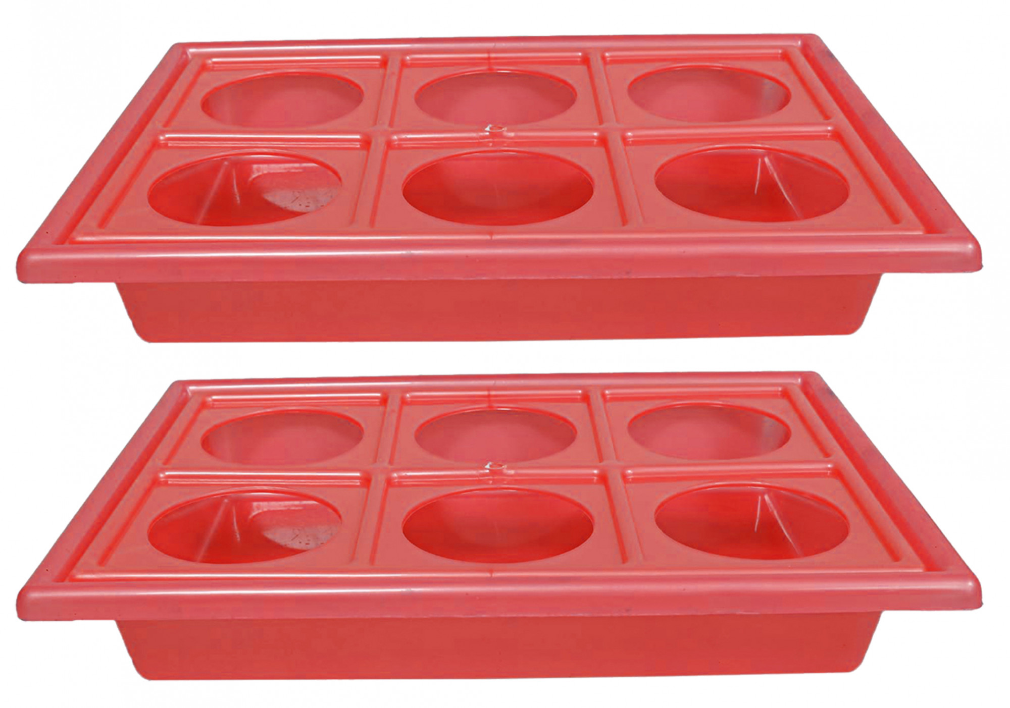 Kuber Industries Tray with Cutout Handles, Cup Display for Kitchenware, Plastic Glass Holder, One Size, 6 Slots (Pink)
