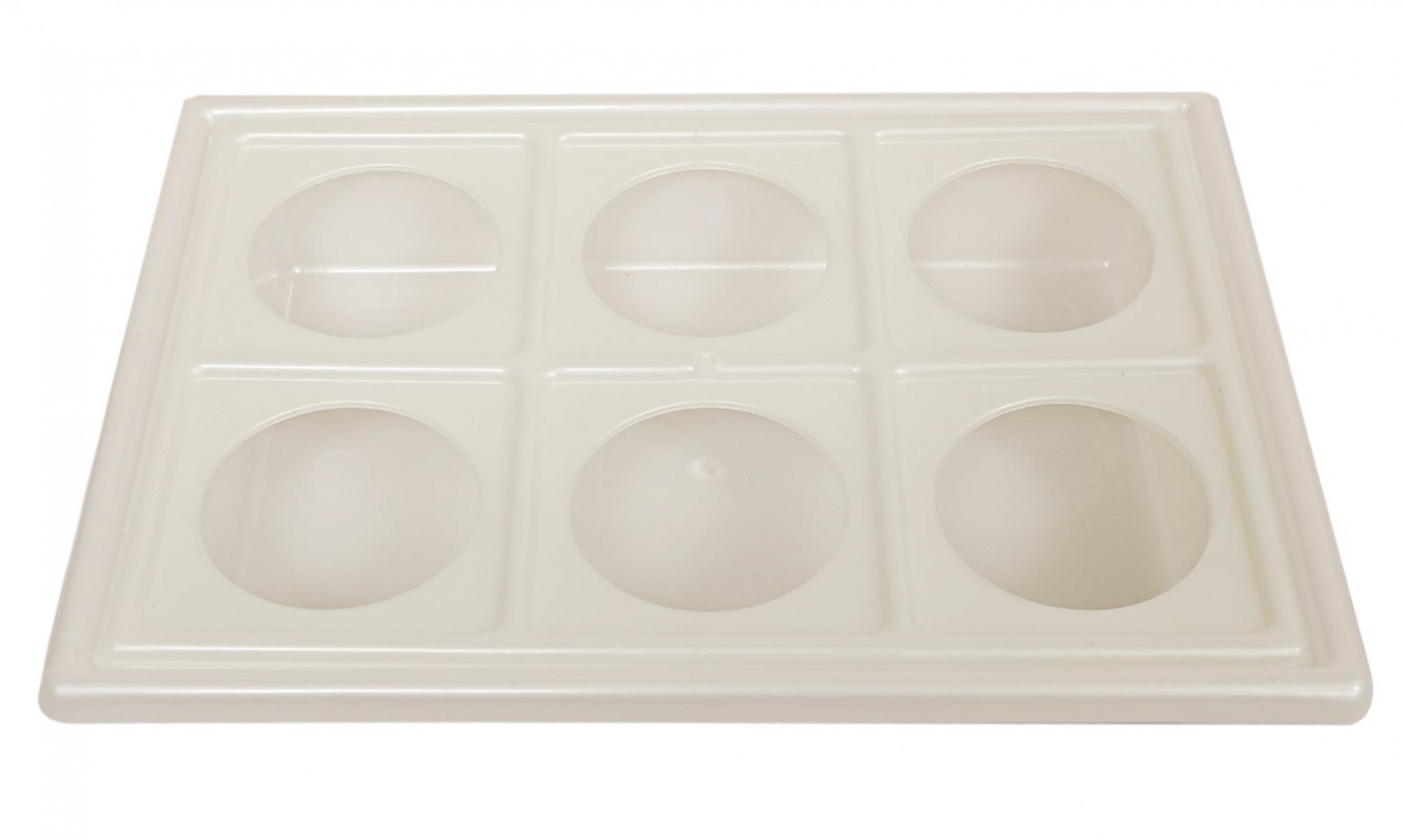 Kuber Industries Tray with Cutout Handles, Cup Display for Kitchenware, Plastic Glass Holder, One Size, 6 Slots (White)