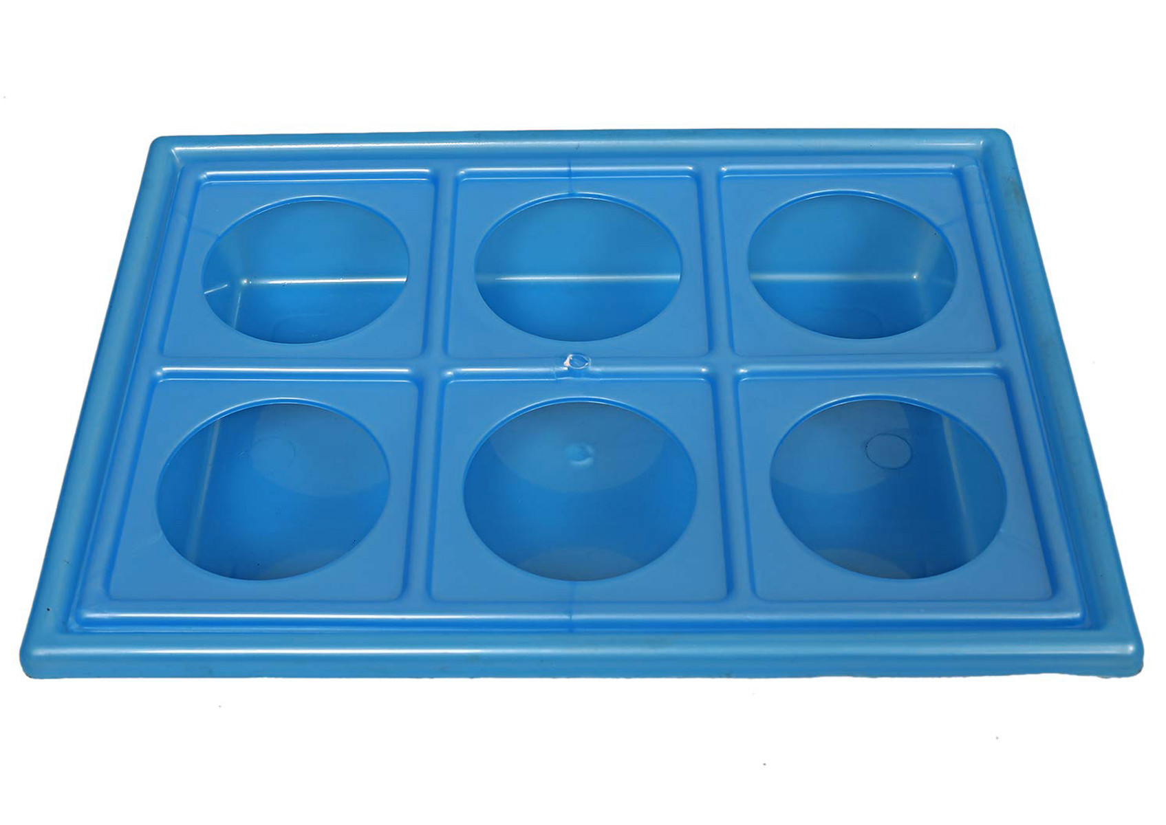 Kuber Industries Tray with Cutout Handles, Cup Display for Kitchenware, Plastic Glass Holder, One Size, 6 Slots-Pack of 2 (Blue & Pink)