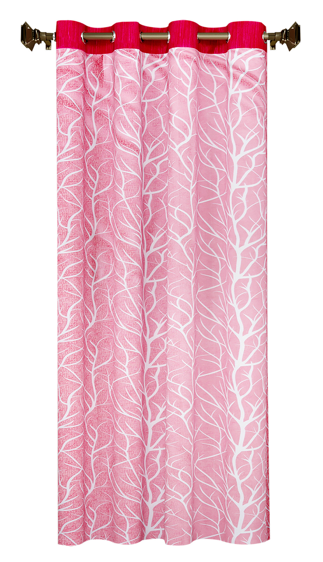 Kuber Industries Tree Printed 7 Feet Door Curtain For Living Room, Bed Room, Kids Room With 8 Eyelet (Pink)-HS43KUBMART25581