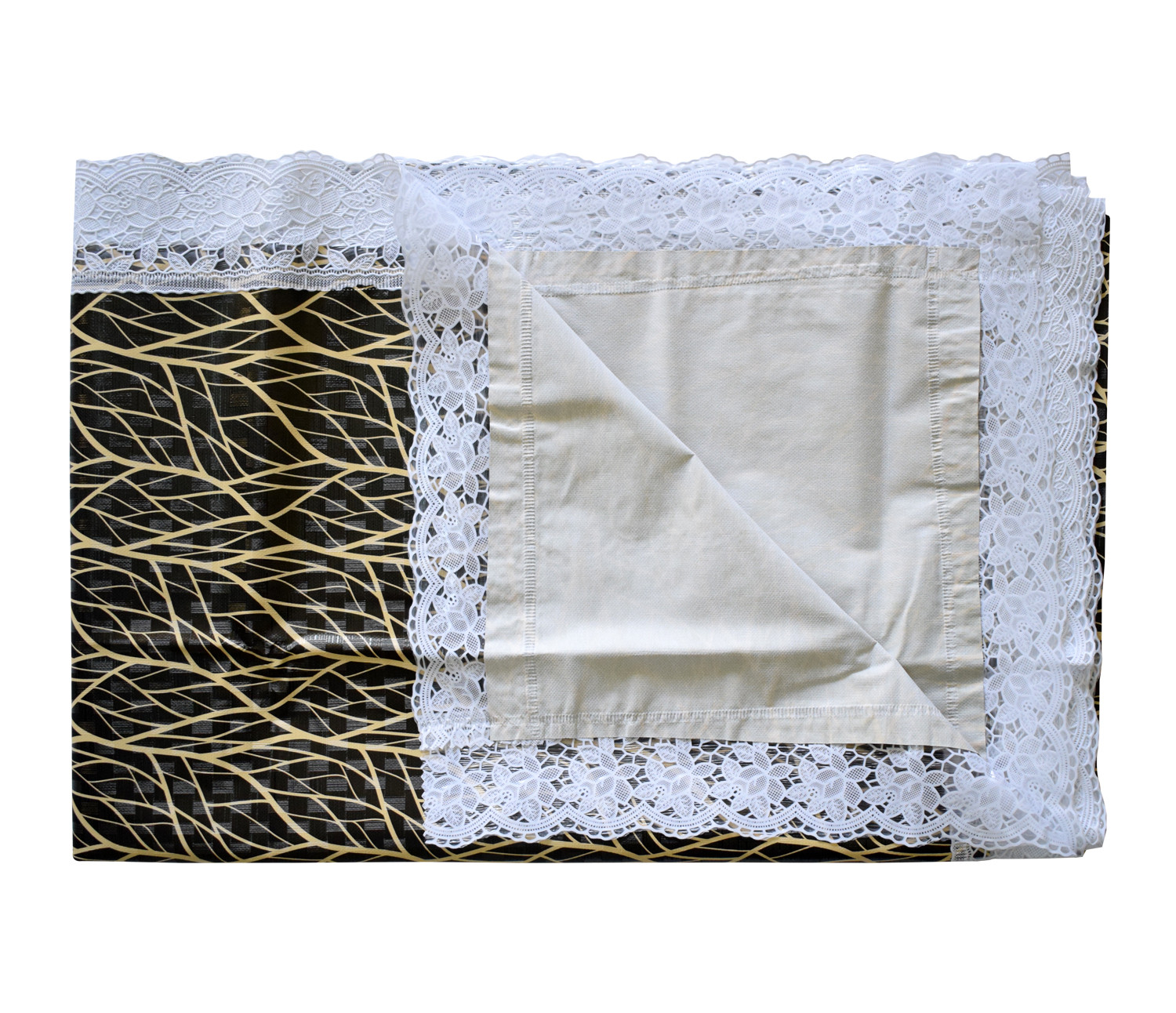 Kuber Industries Tree Printed PVC 6 Seater Dinning Table Cover, Protector With White Lace Border, 60