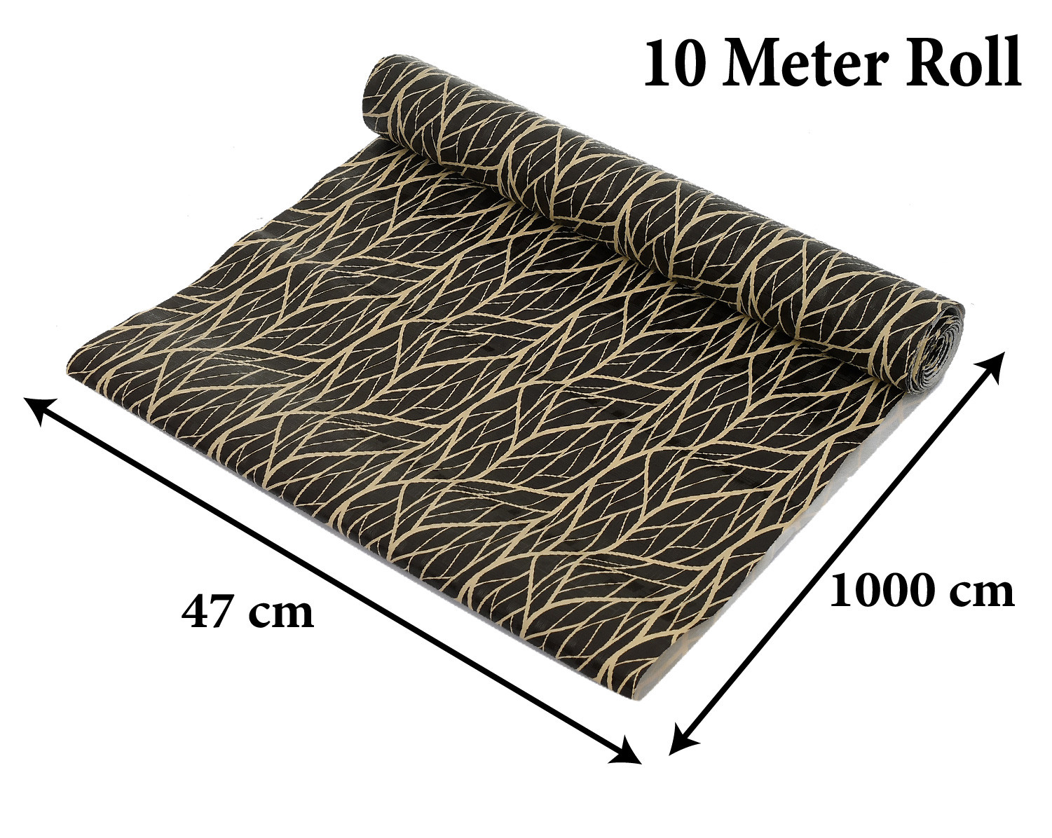 Kuber Industries Tree Printed PVC Anti Slip Skid Shelf Mat, 10 Mtr (Black)