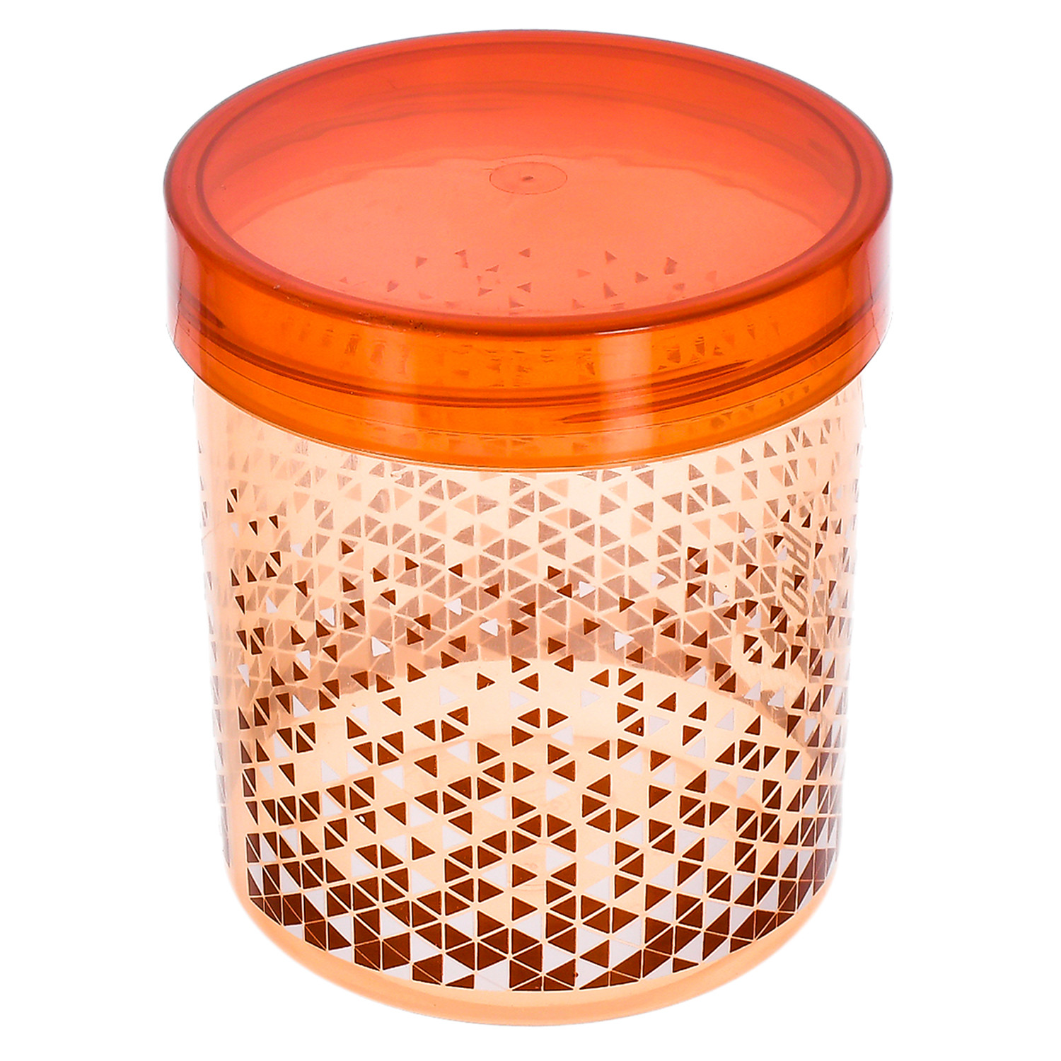 Kuber Industries Tringle Printed Plastic Storage Container For Cereals, Spices, Dry fruits, Snackes With Lid, 500ml & 1000ml Pack of 6 ( Brown)-46KM0547