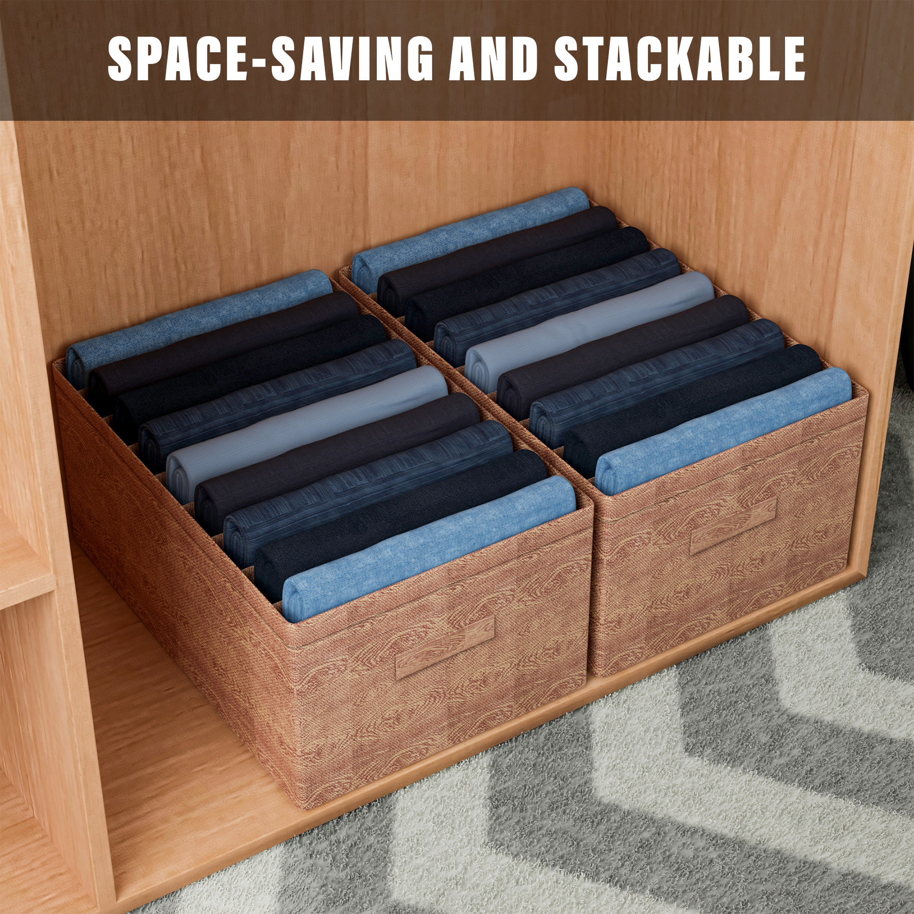 Kuber Industries Trouser Box  Wardrobe Organizer  Clothes Organizer  Storage Box for Pants-Shirt-Sweaters-Bra Panty-Socks  9-Grid Closet Organizer  Large  Wooden