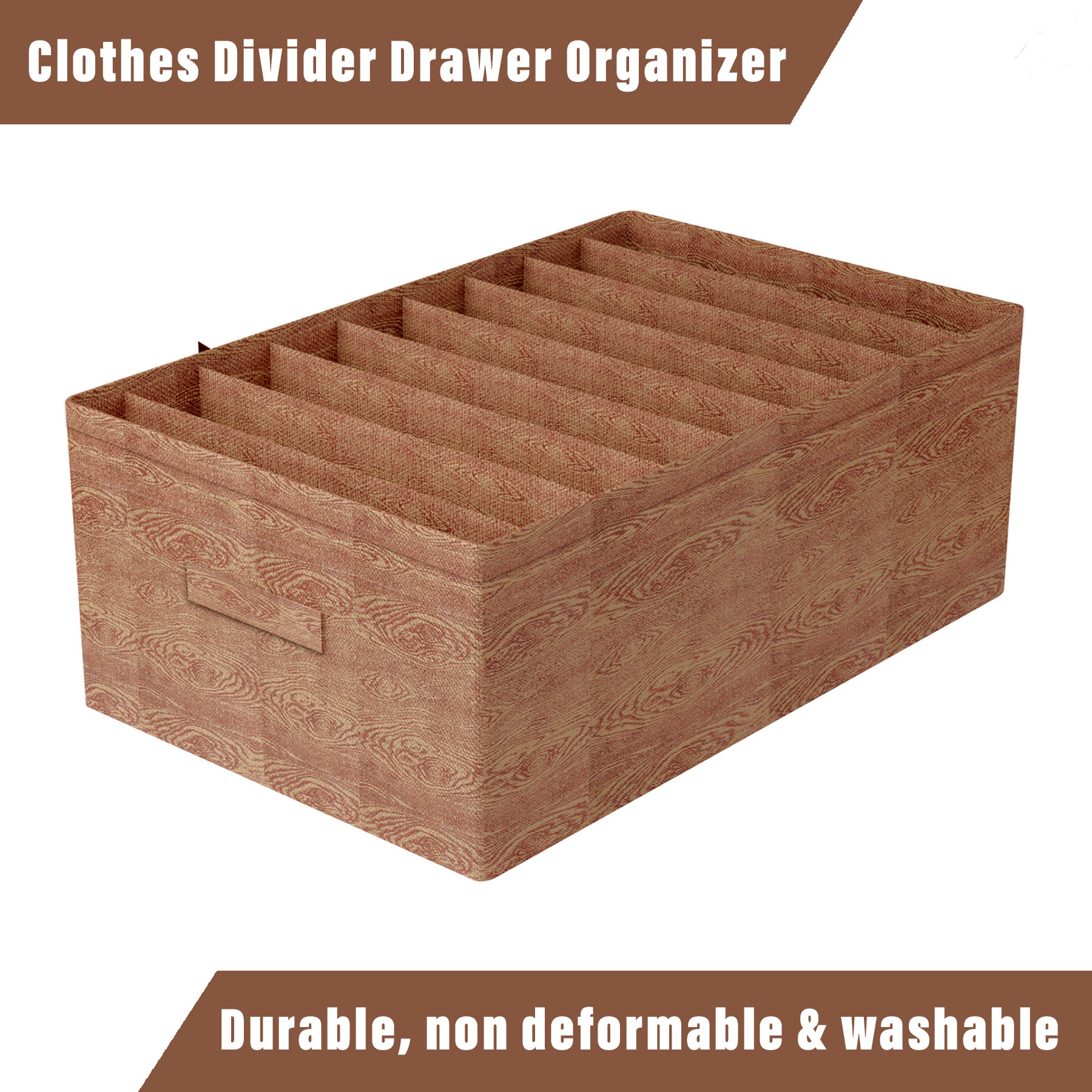 Kuber Industries Trouser Box  Wardrobe Organizer  Clothes Organizer  Storage Box for Pants-Shirt-Sweaters-Bra Panty-Socks  9-Grid Closet Organizer  Large  Wooden