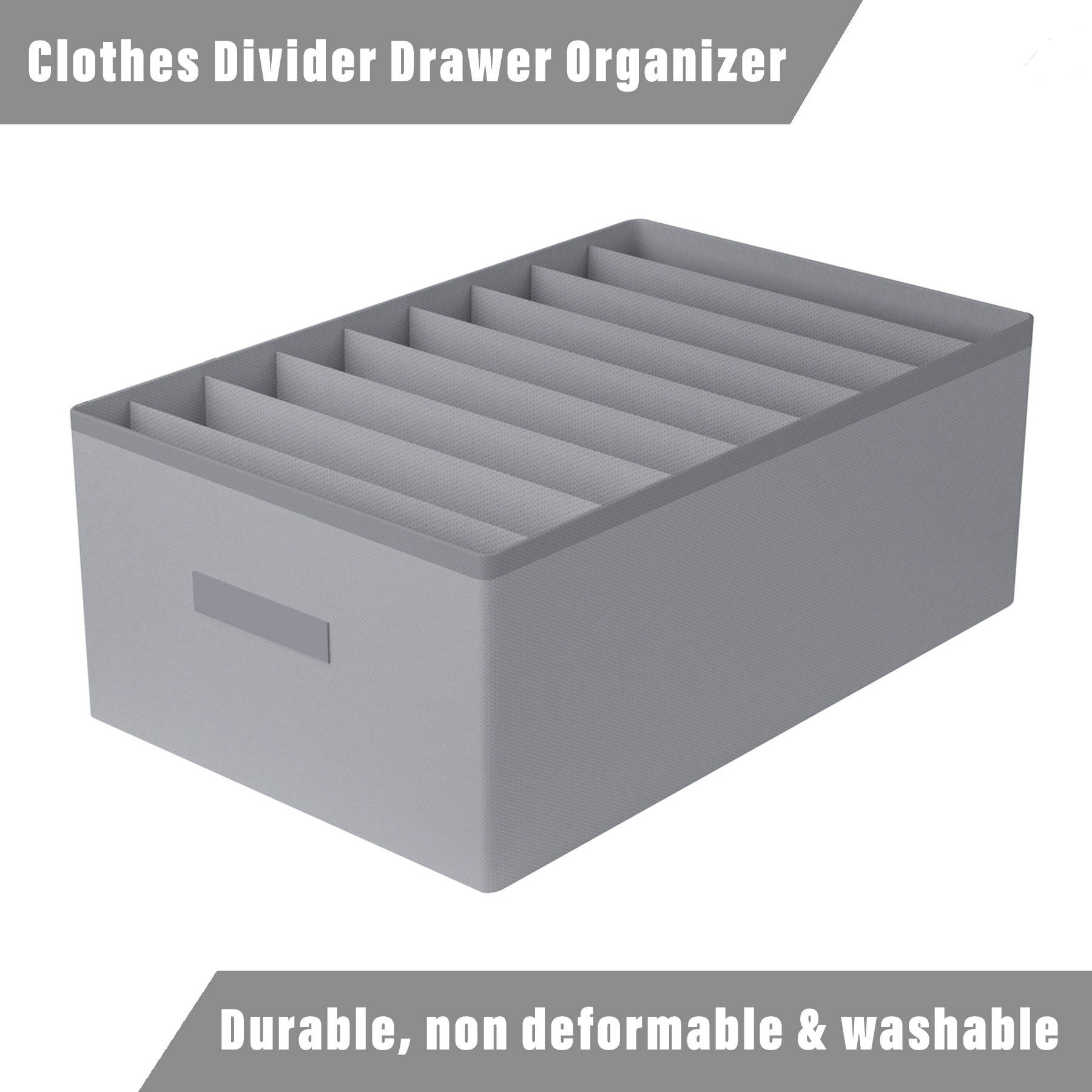 Kuber Industries Trouser Box  Wardrobe Organizer  Clothes Organizer  Storage Box for Pants-Shirt-Sweaters-Bra Panty-Socks  9-Grid Closet Organizer  Plain  Large  Gray
