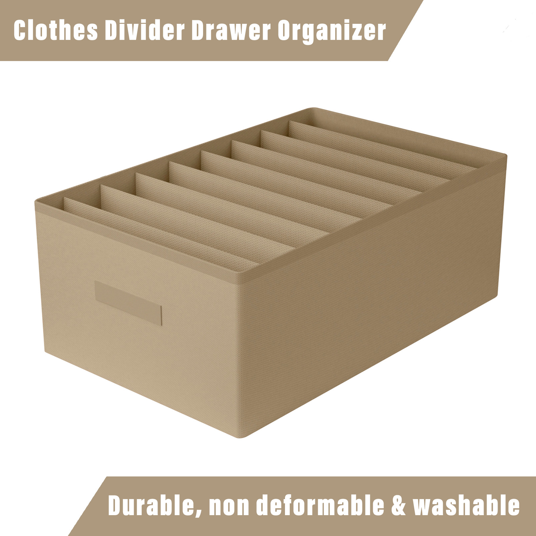 Kuber Industries Trouser Box  Wardrobe Organizer  Clothes Organizer  Storage Box for Pants-Shirt-Sweaters-Bra Panty-Socks  9-Grid Closet Organizer  Plain  Large  Brown