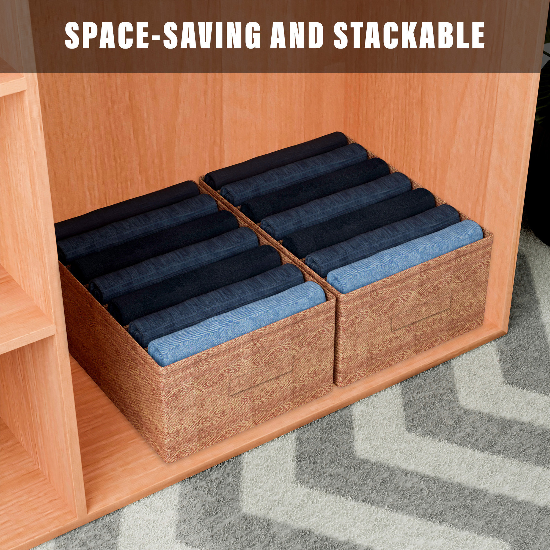 Kuber Industries Trouser Box  Wardrobe Organizer  Clothes Organizer  Storage Box for Pants-Shirt-Sweaters-Bra Panty-Socks  7-Grid Closet Organizer  Medium  Wooden