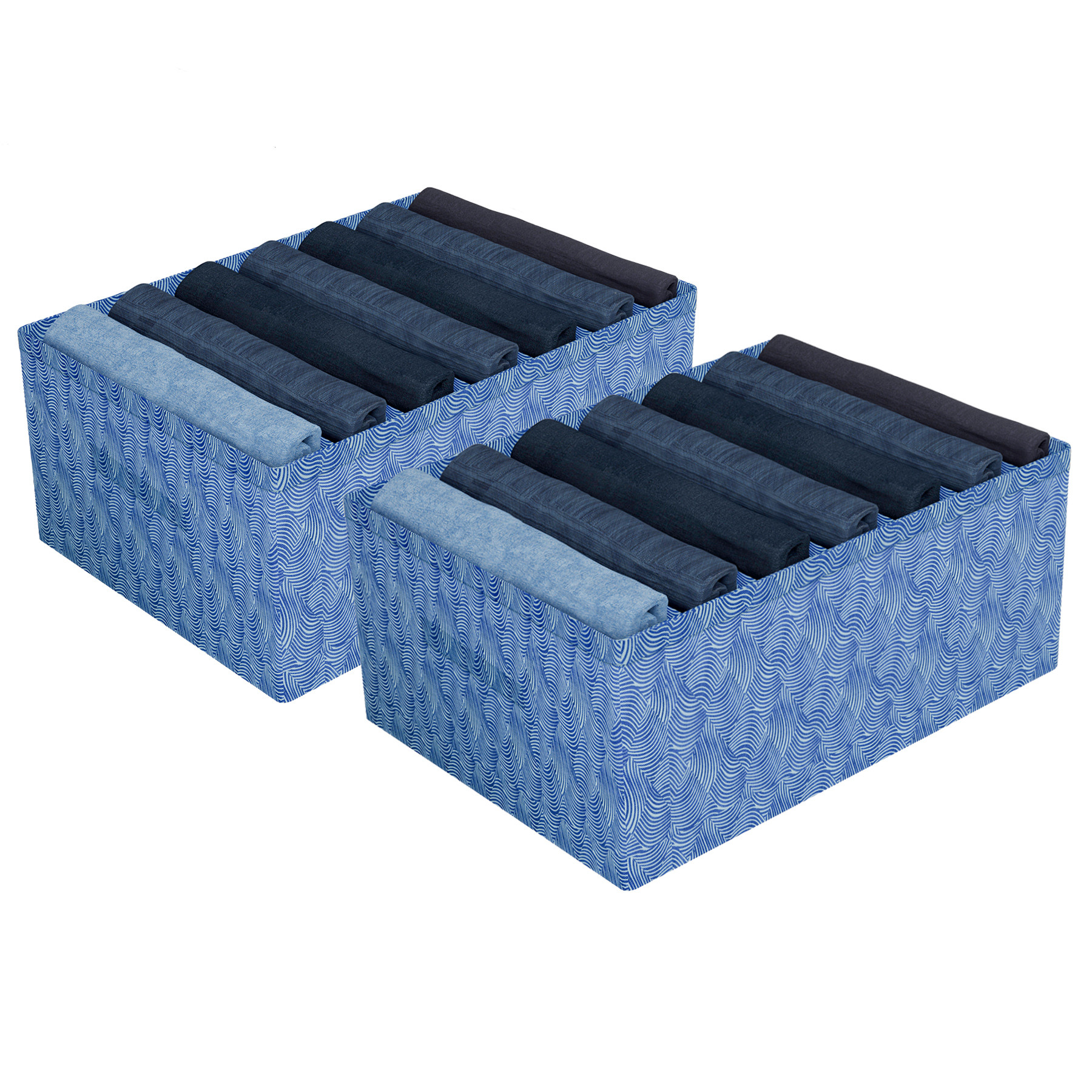 Kuber Industries Trouser Box | Wardrobe Organizer | Clothes Organizer | Storage Box for Pants-Shirt-Sweaters-Bra Panty-Socks | 7-Grid Closet Organizer | Zig-Zag | Medium | Blue