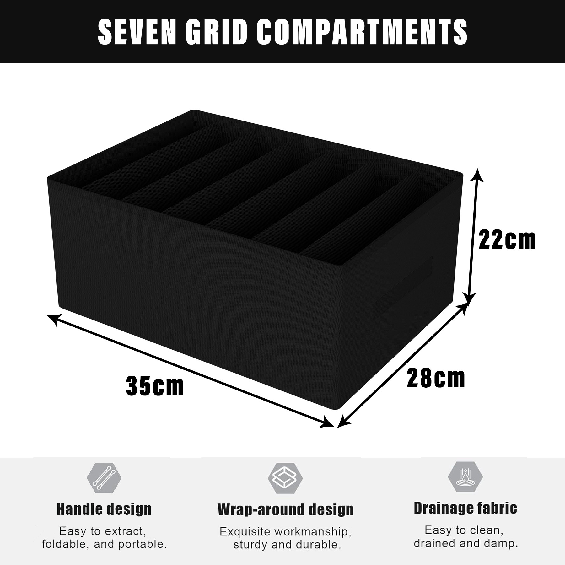 Kuber Industries Trouser Box | Wardrobe Organizer | Clothes Organizer | Storage Box for Pants-Shirt-Sweaters-Bra Panty-Socks | 7-Grid Closet Organizer | Medium | Pack of 2 | Multicolor