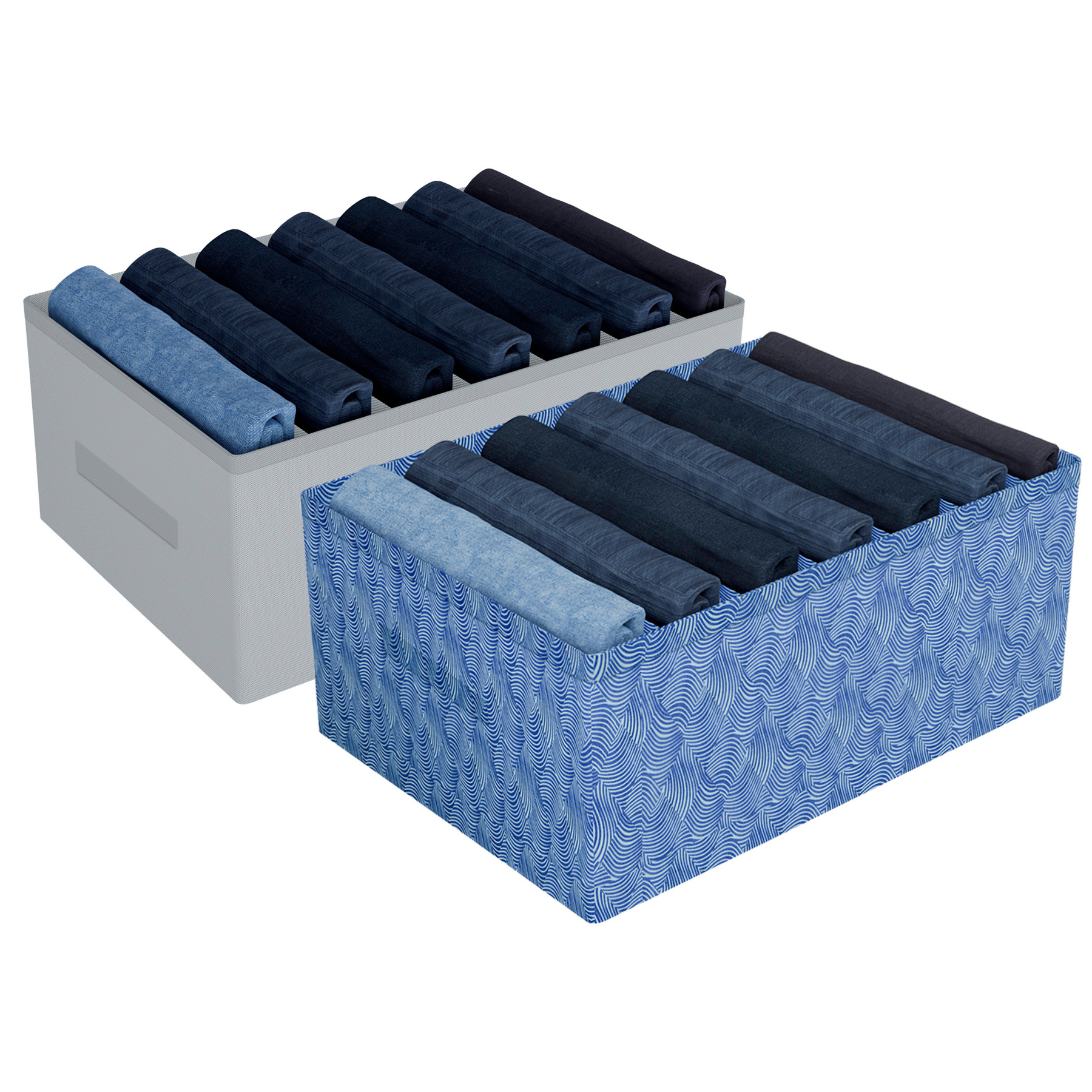 Kuber Industries Trouser Box | Wardrobe Organizer | Clothes Organizer | Storage Box for Pants-Shirt-Sweaters-Bra Panty-Socks | 7-Grid Closet Organizer | Medium | Pack of 2 | Multicolor