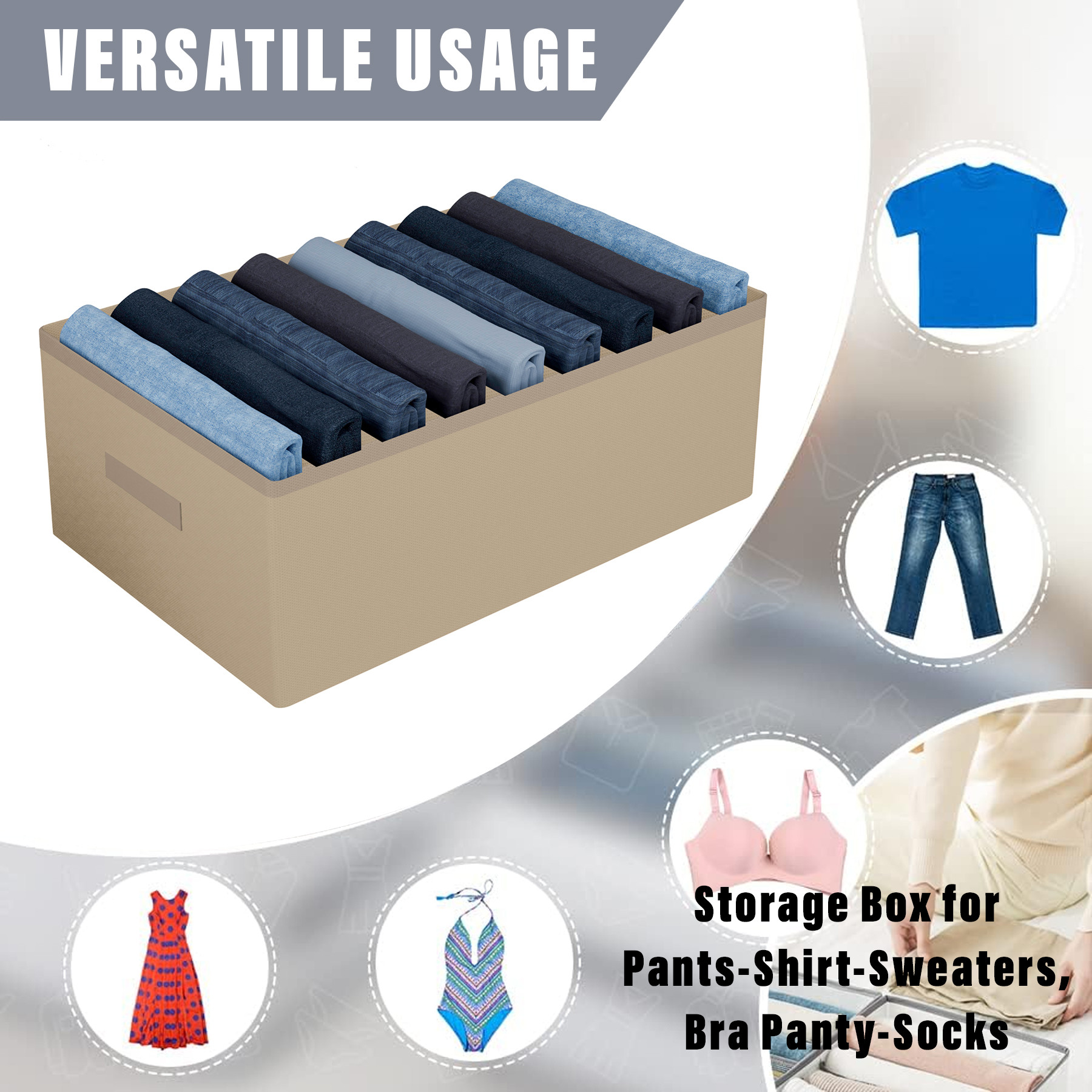 Kuber Industries Trouser Box | Wardrobe Organizer | Clothes Organizer | Storage Box for Pants-Shirt-Sweaters-Bra Panty-Socks | 9-Grid Closet Organizer | Plain | Large | Brown