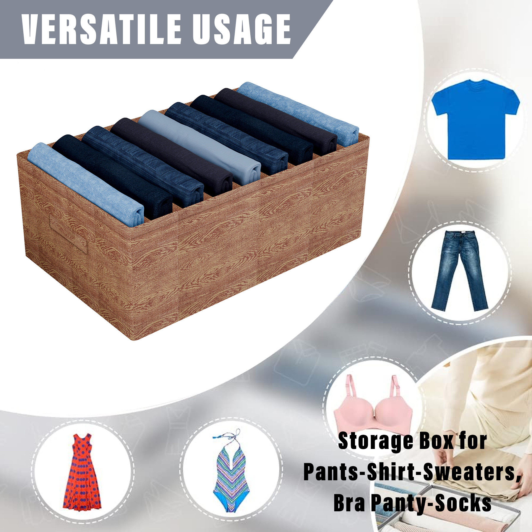Kuber Industries Trouser Box | Wardrobe Organizer | Clothes Organizer | Storage Box for Pants-Shirt-Sweaters-Bra Panty-Socks | 9-Grid Closet Organizer | Large | Wooden