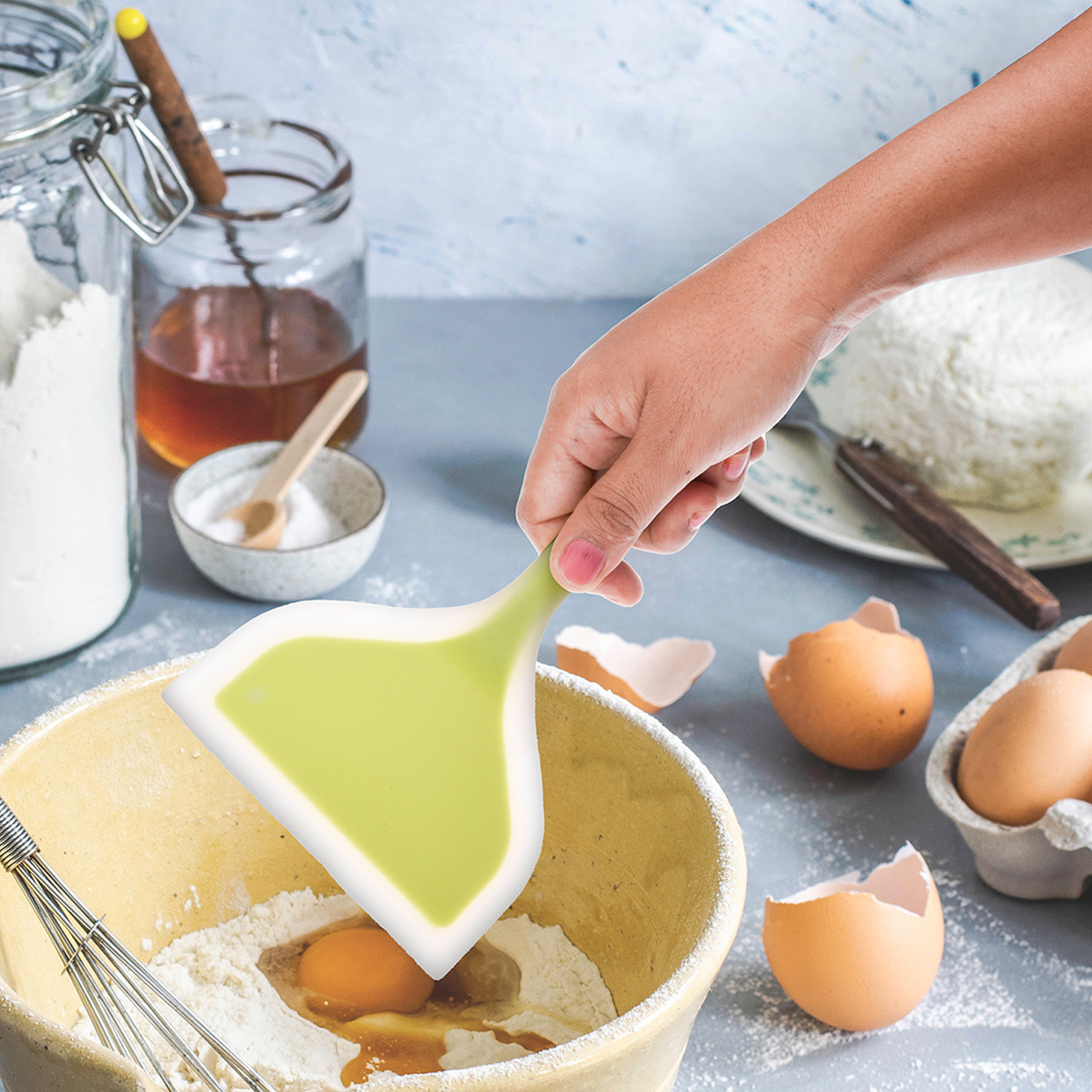 Kuber Industries Turner  Silicone Wide Spatula Turner  Spatulas Turner for Nonstick Cookware  Omelette Turner for Cooking  Kitchen Turners  New Big Spatula  Green