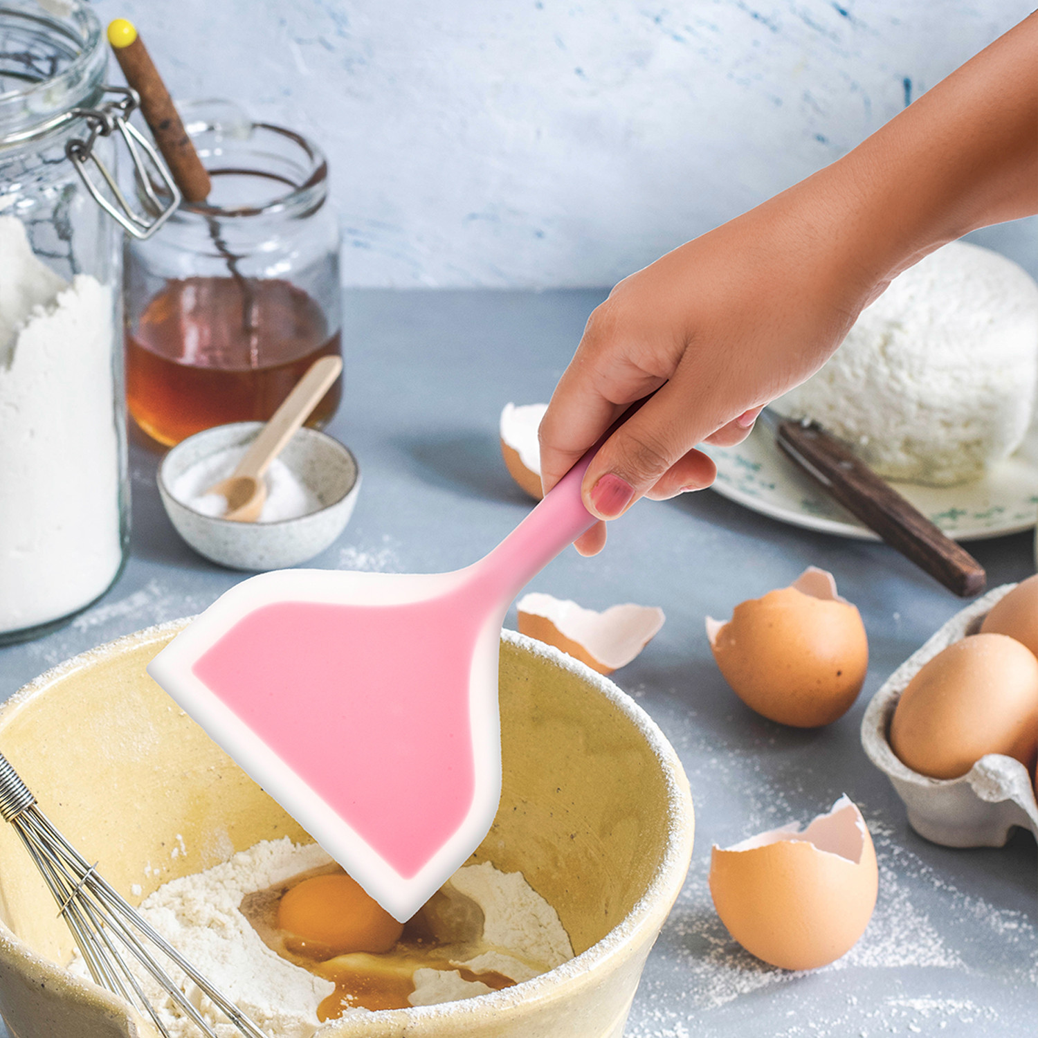 Kuber Industries Turner  Silicone Wide Spatula Turner  Spatulas Turner for Nonstick Cookware  Omelette Turner for Cooking  Kitchen Turners  New Big Spatula  Pink