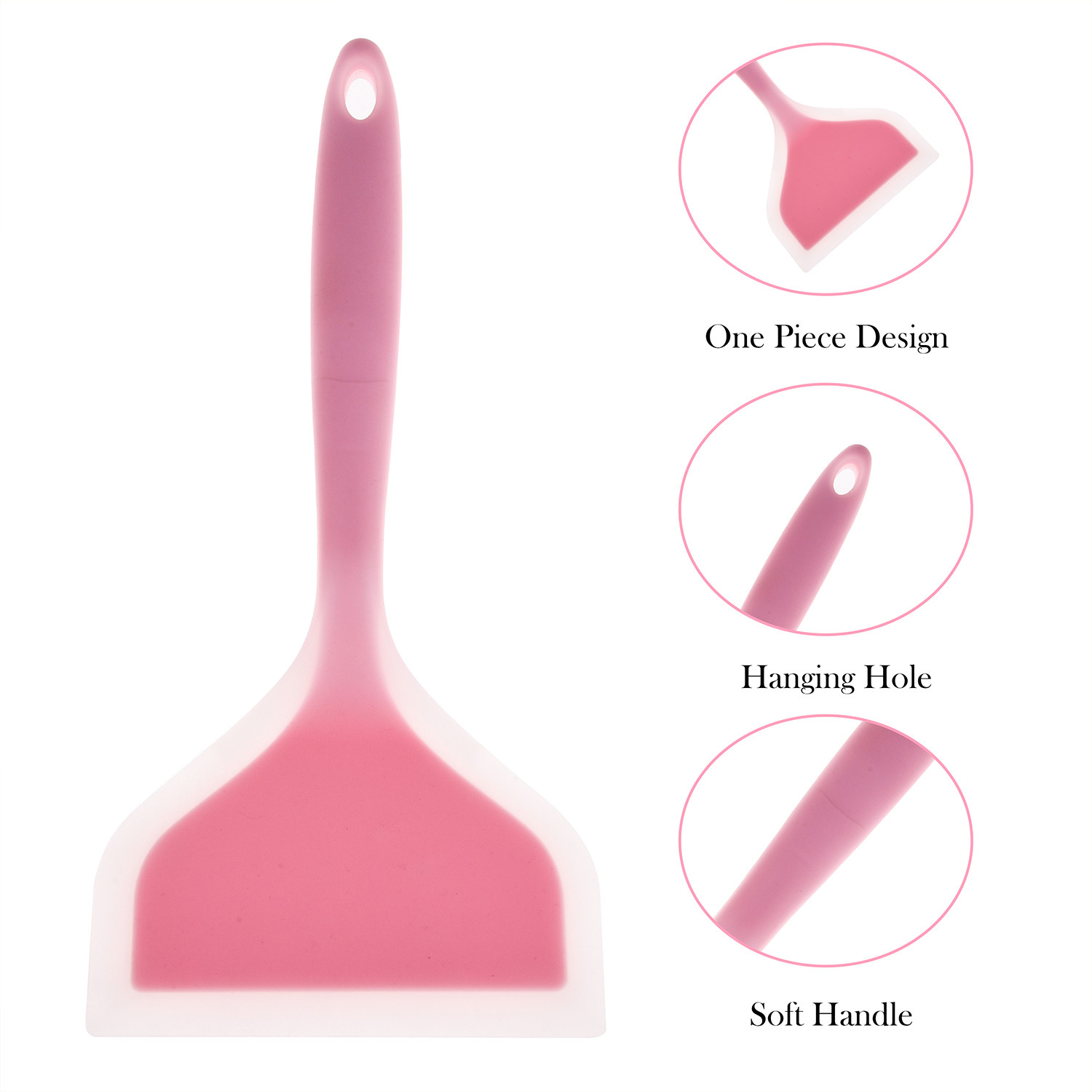 Kuber Industries Turner | Silicone Wide Spatula Turner | Spatulas Turner for Nonstick Cookware | Omelette Turner for Cooking | Kitchen Turners | New Big Spatula | Pink
