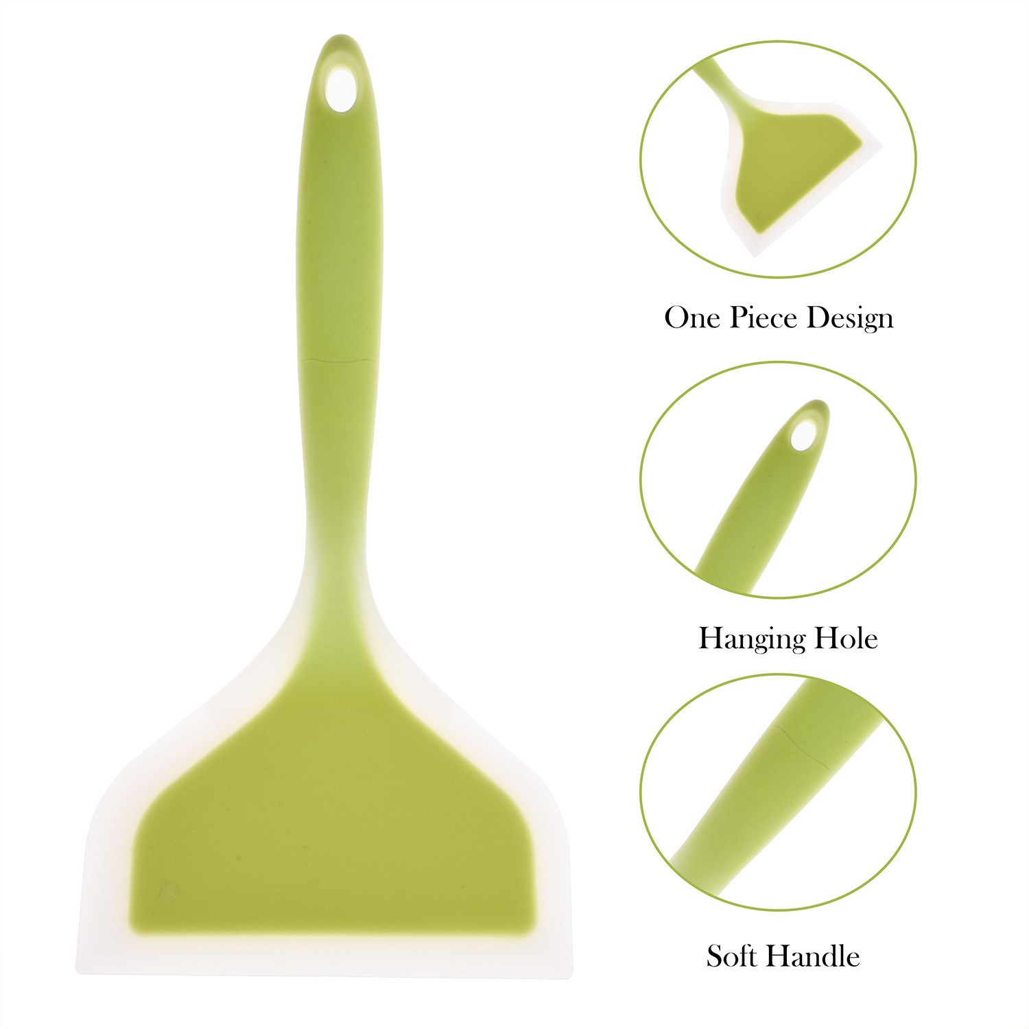 Kuber Industries Turner | Silicone Wide Spatula Turner | Spatulas Turner for Nonstick Cookware | Omelette Turner for Cooking | Kitchen Turners | New Big Spatula | Green