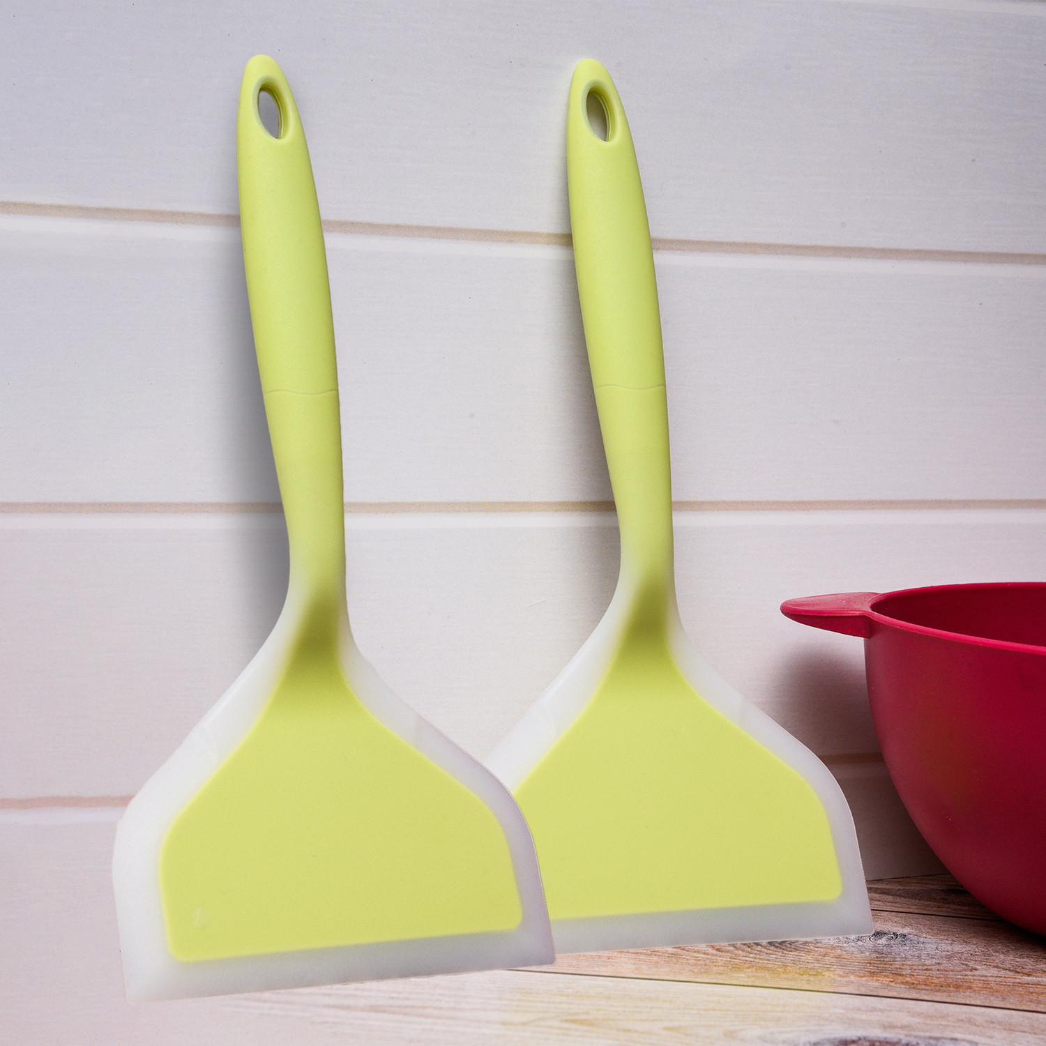 Kuber Industries Turner | Silicone Wide Spatula Turner | Spatulas Turner for Nonstick Cookware | Omelette Turner for Cooking | Kitchen Turners | New Big Spatula | Green